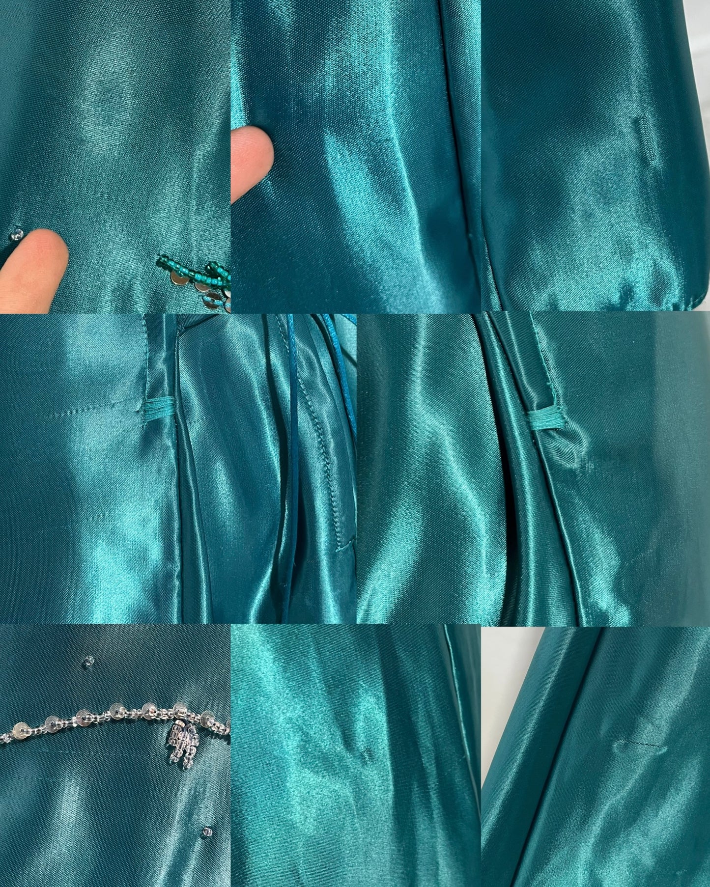 Emerald green corset dress with sequins and rhinestones- size M