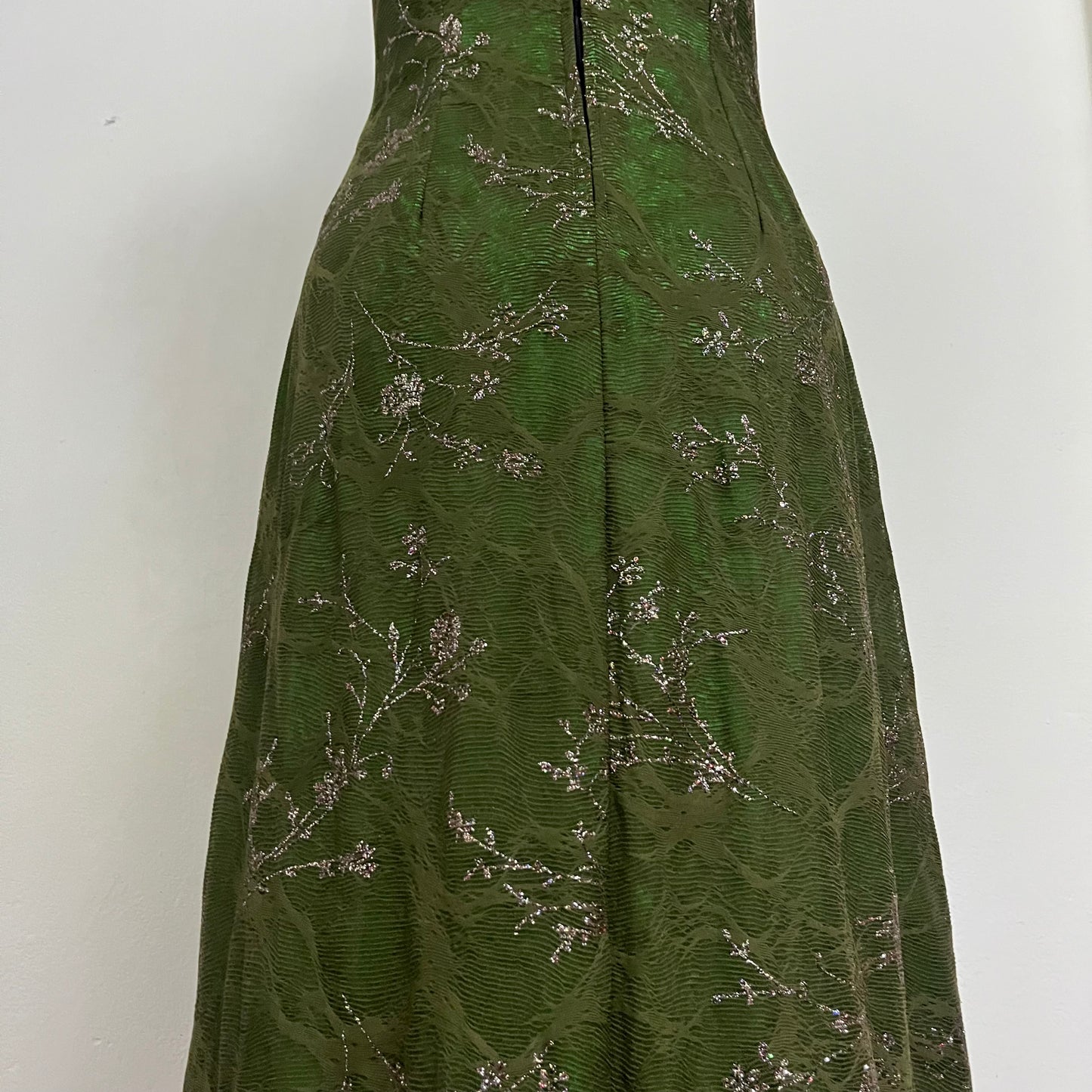 Vintage Y2K green dress with gray ang silver mesh - Size M