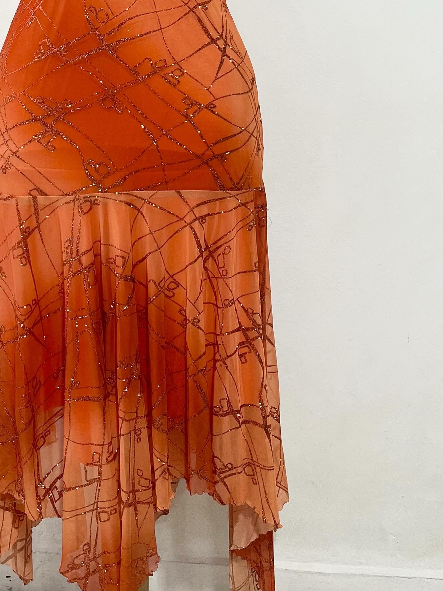 Asymmetrical fairy terracotta and orange gradient dress- size M/L