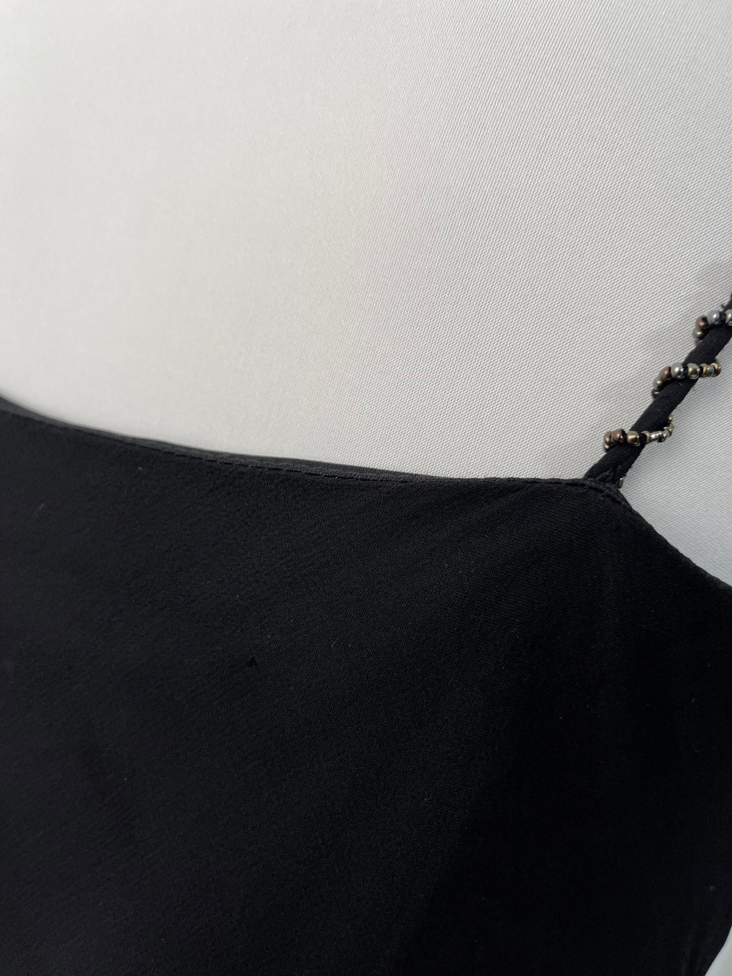 Silk noir dress with embroidered embellishments