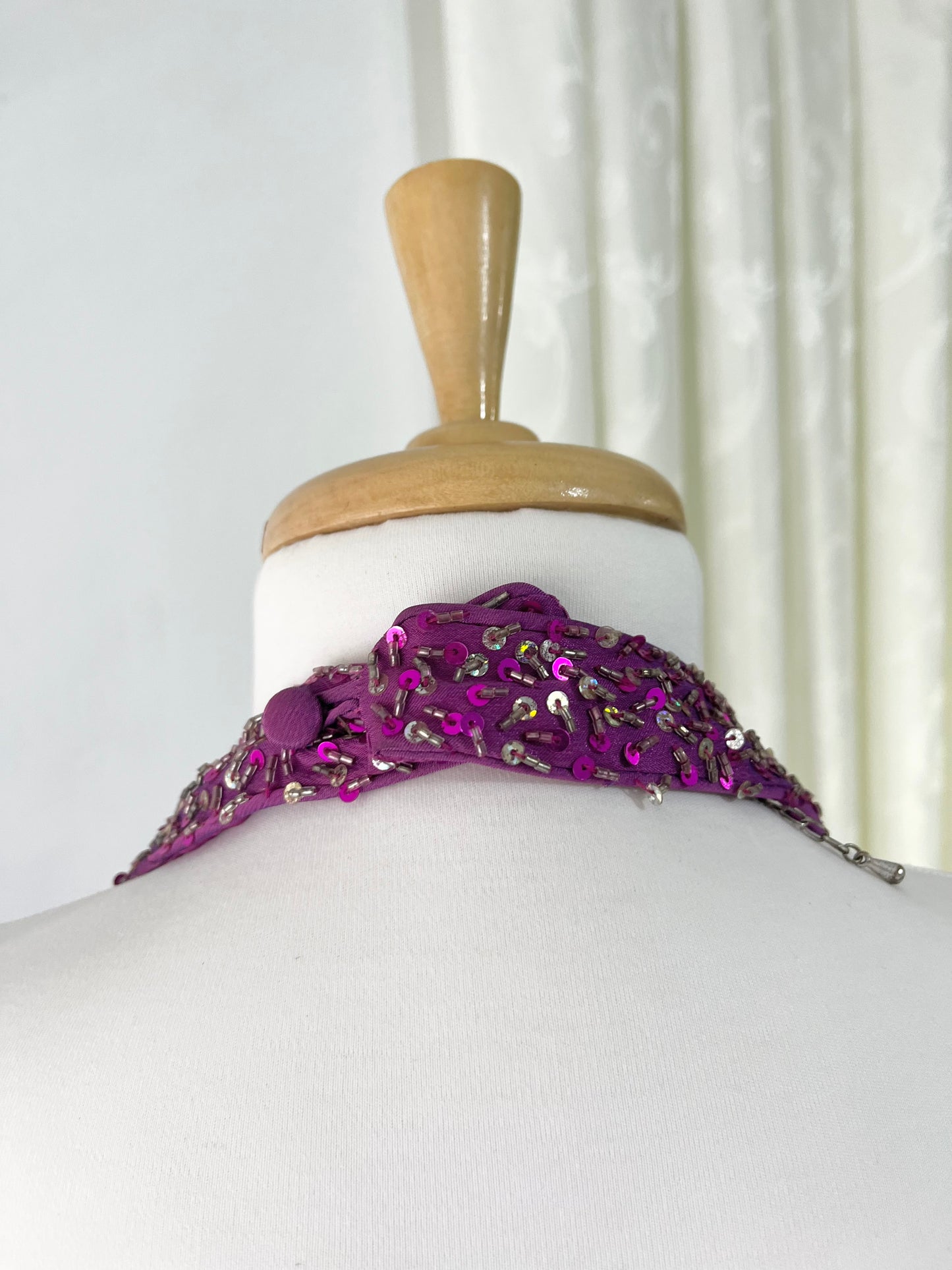 Purple corset dress with embroidered sequin and floral designs-one size: Fits S/M