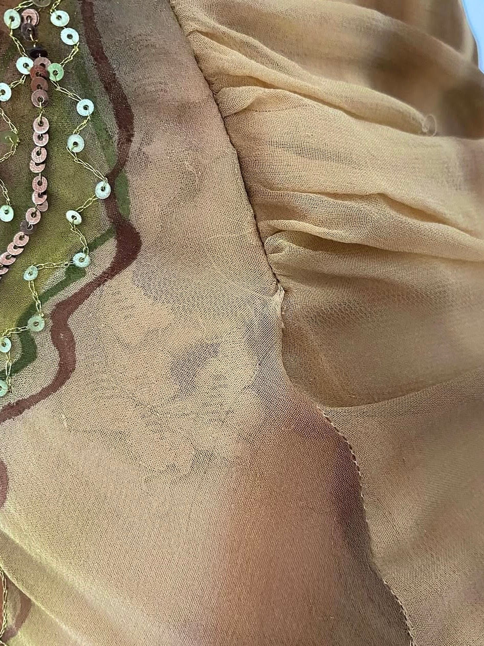 Vintage Bicici silk dress with fairy embroidery- size S