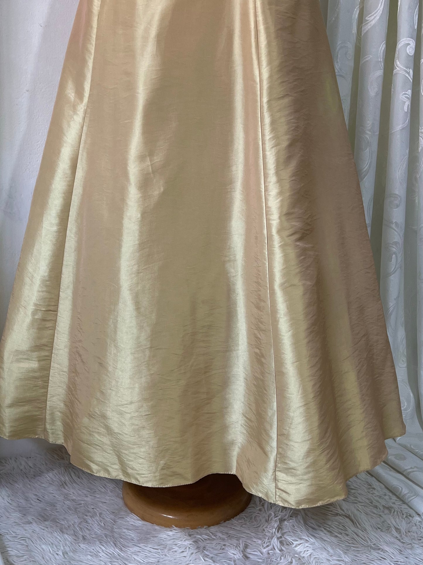 Champagne corset dress with fine sequins and hand embroidered embellishments-size M/L
