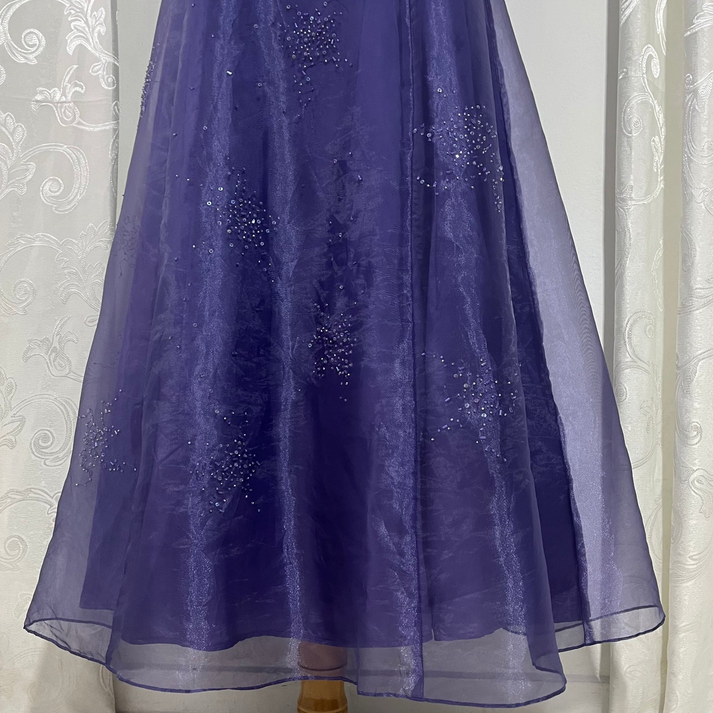 Captivating purple gown dress with exquisite hand embroidered sequins- Size L/XL