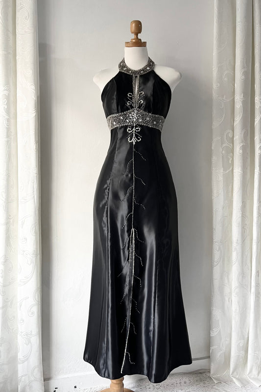Noir corset beaded dress- One size: Fits S/M