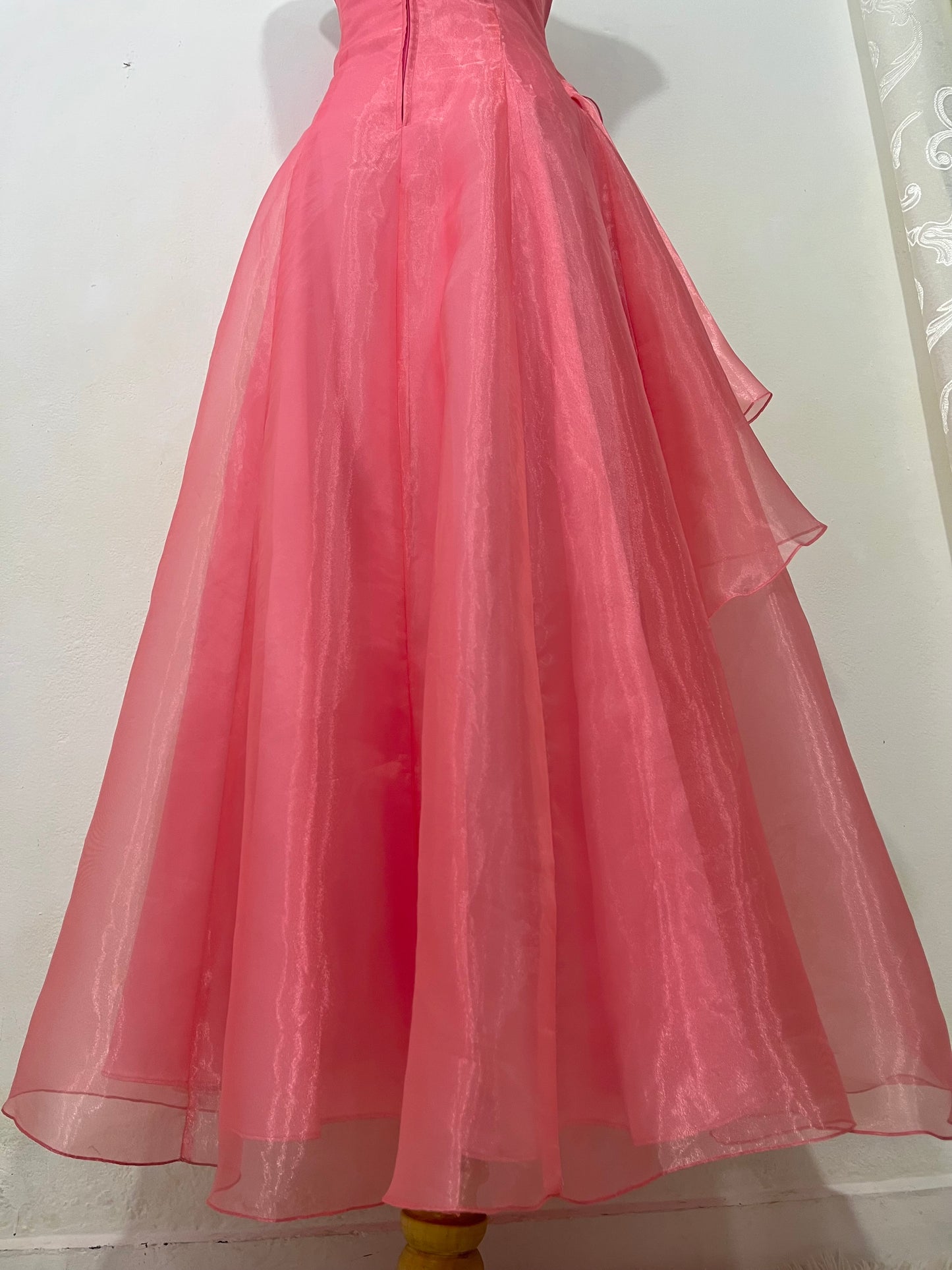 Coral Organza Evening Dress- size S