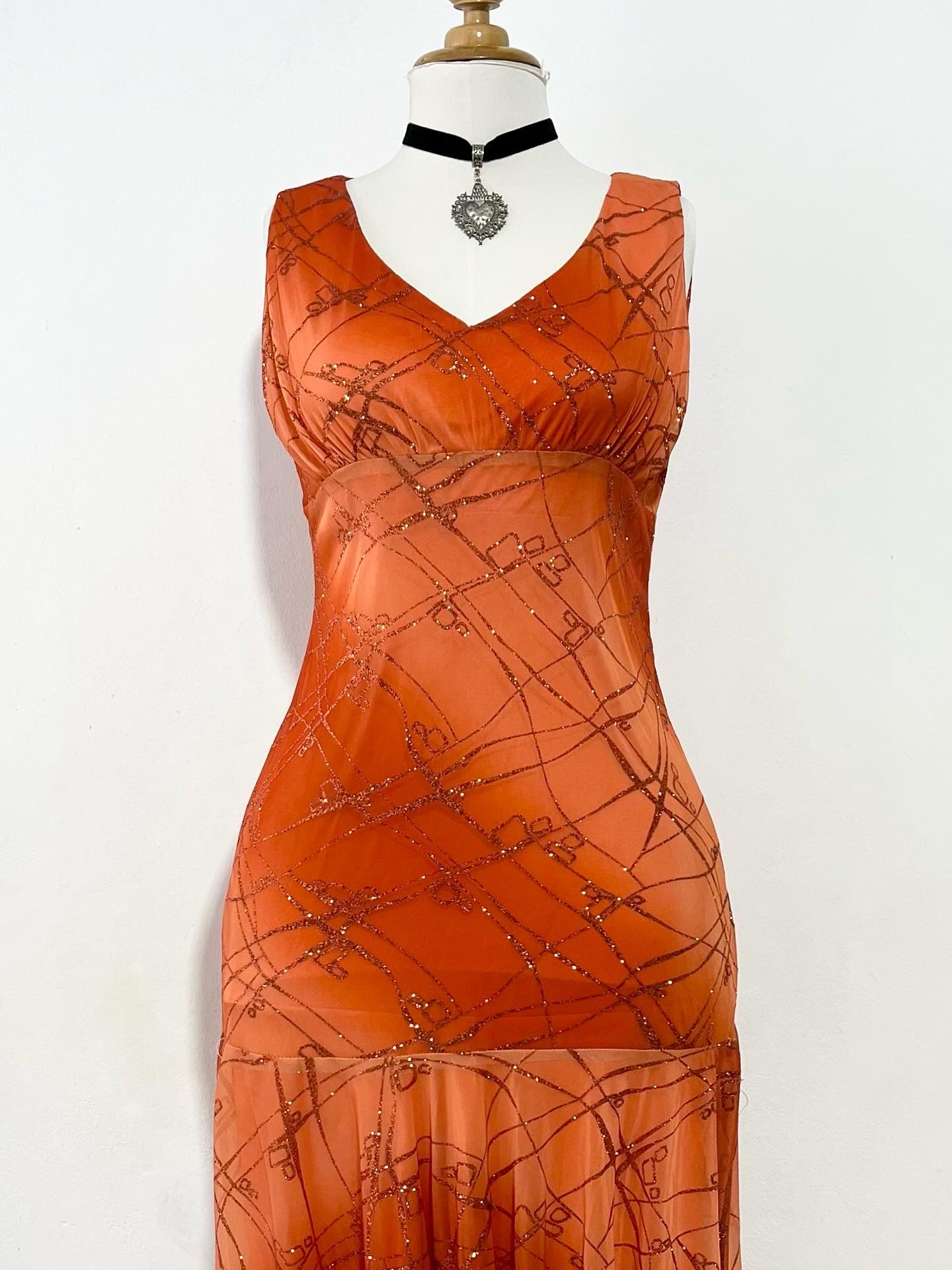 Asymmetrical fairy terracotta and orange gradient dress- size M/L