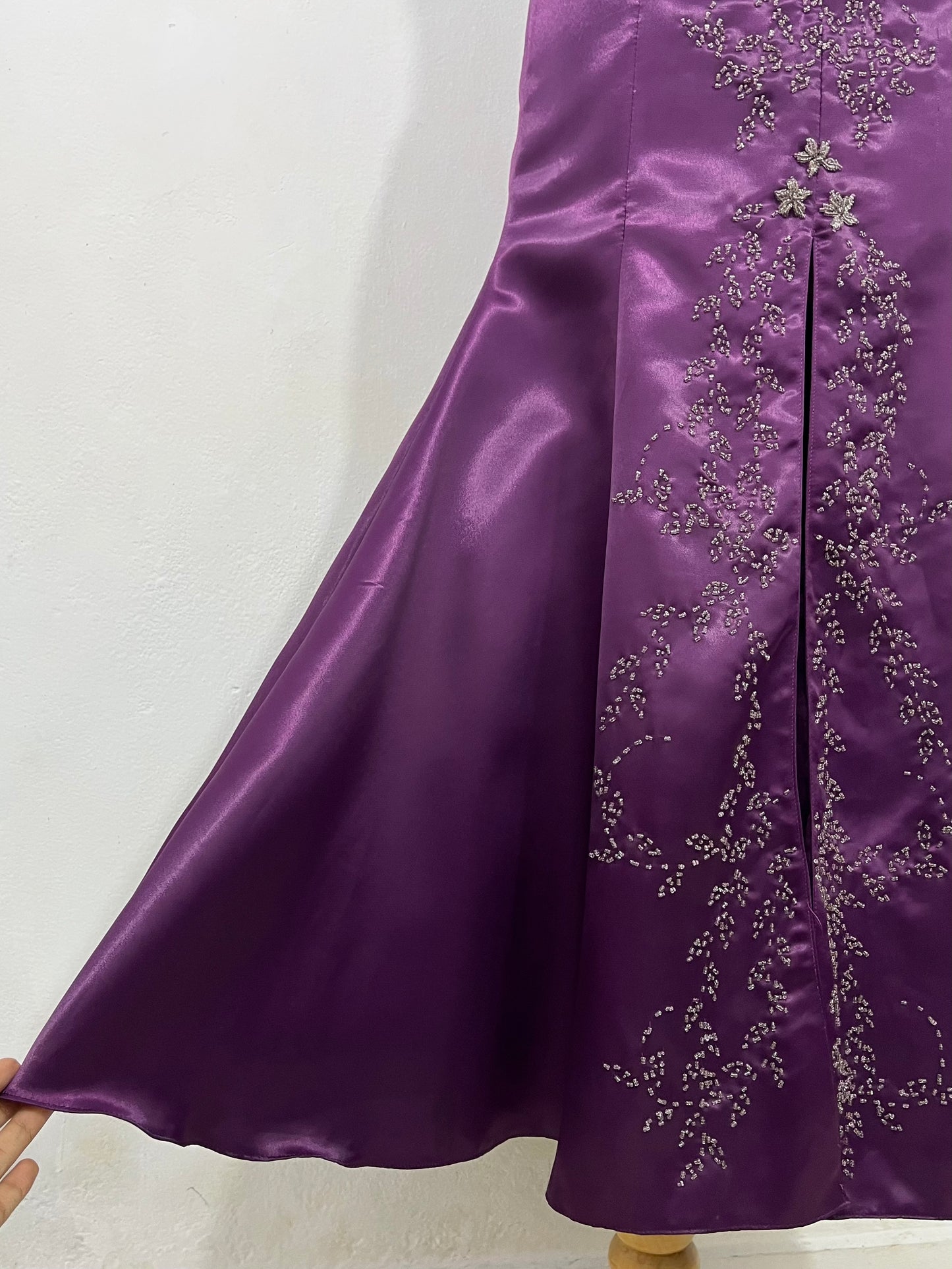 Purple corset dress hand-embroidered with fine embellishments- size S
