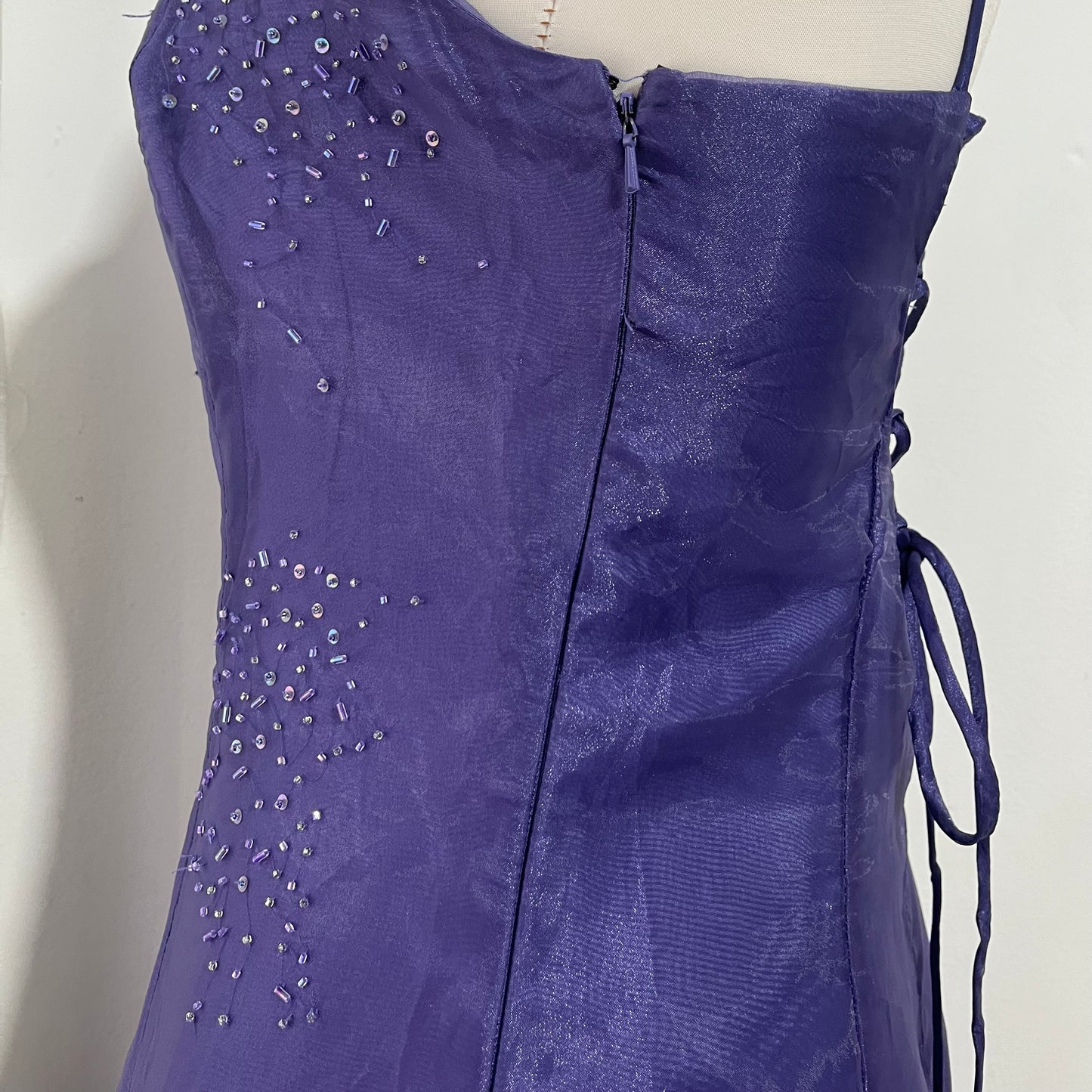 Captivating purple gown dress with exquisite hand embroidered sequins- Size L/XL