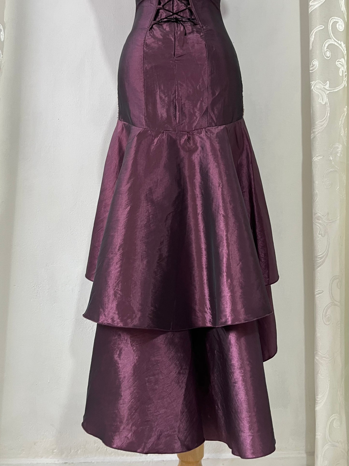 Deep purple corset dress with exquisite embellishments and hand-embroidered beads
