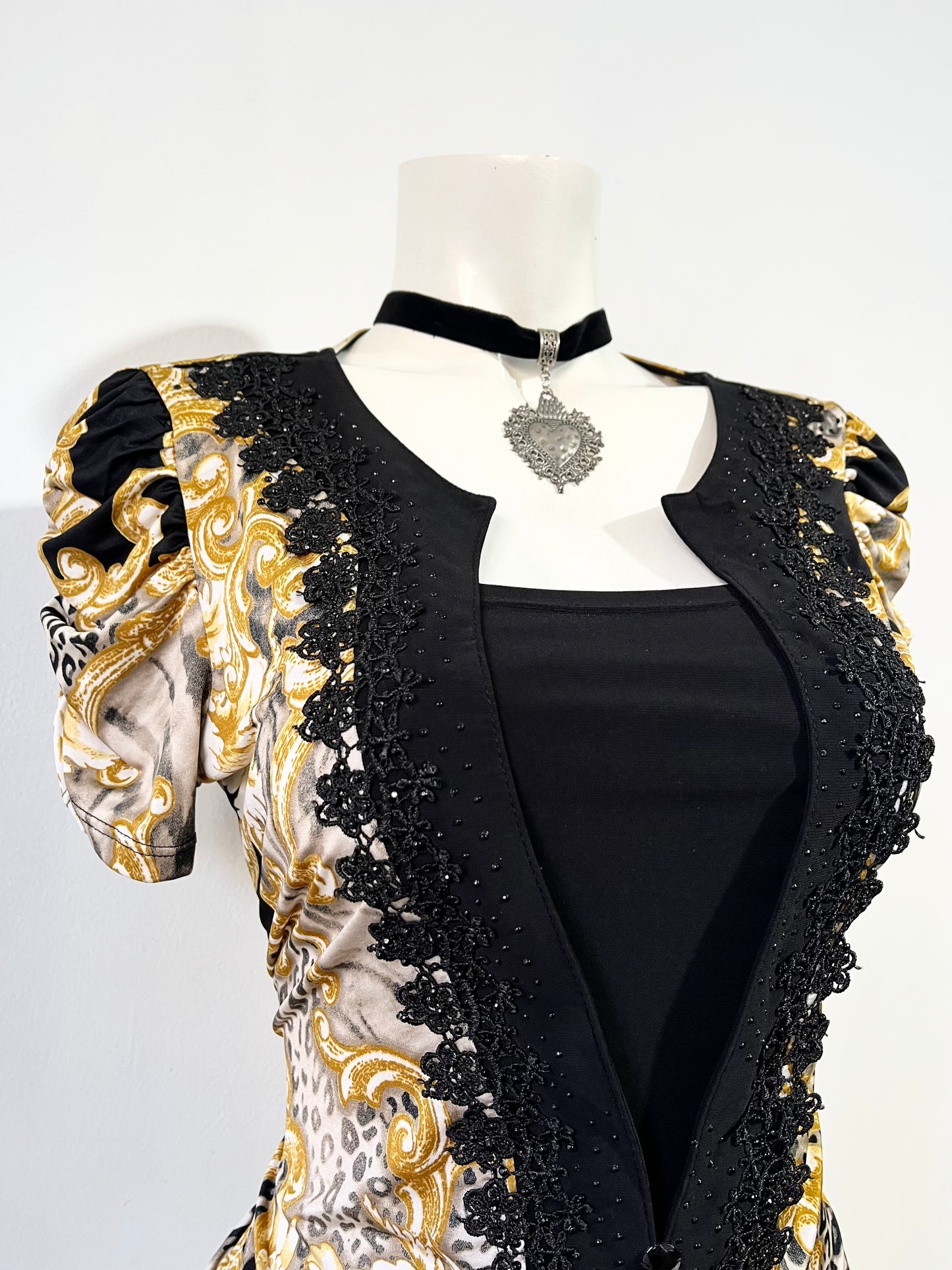 Vintage top with lace and rhinestones