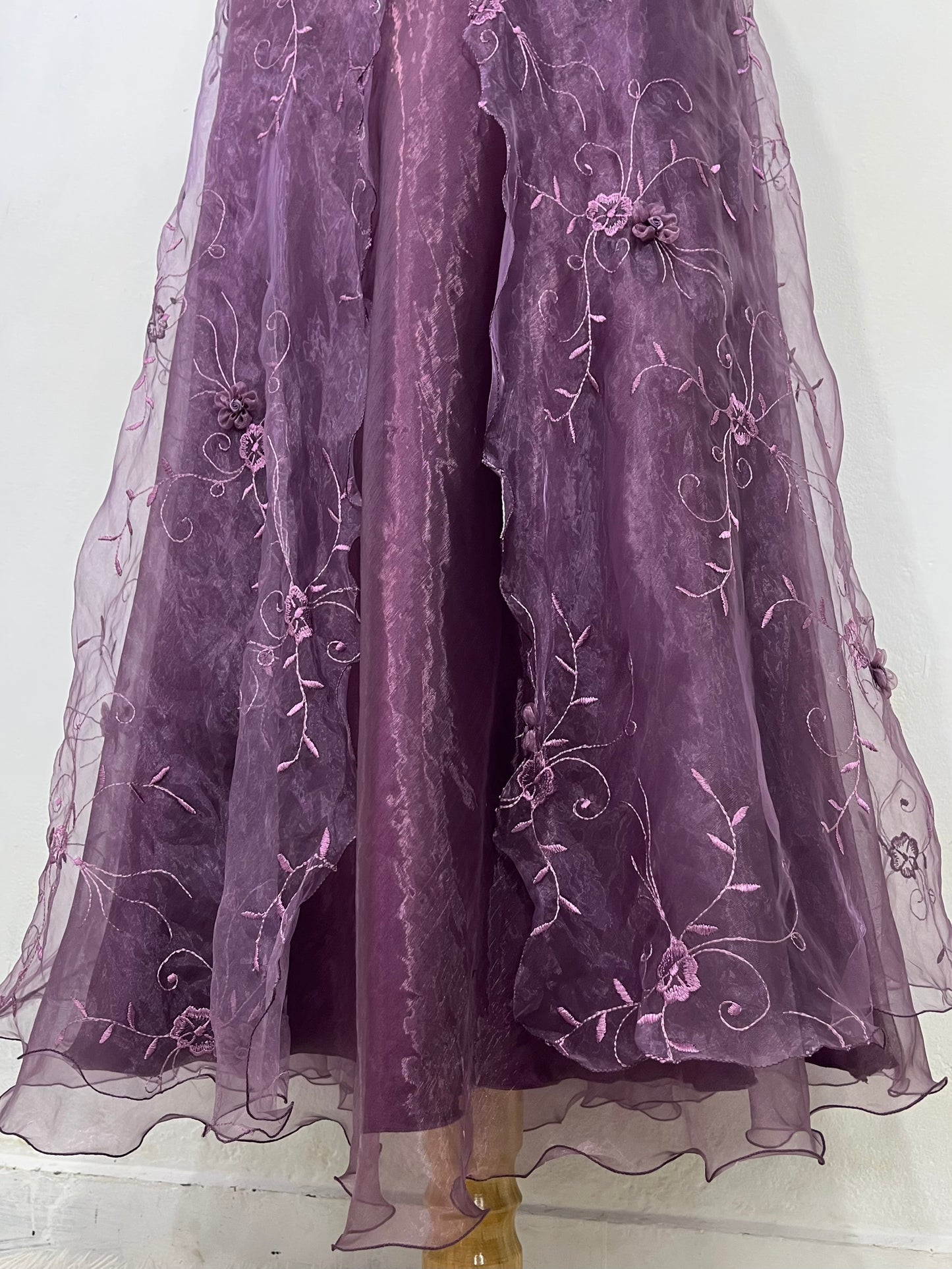 Vintage floral organza halter dress- size L/XL