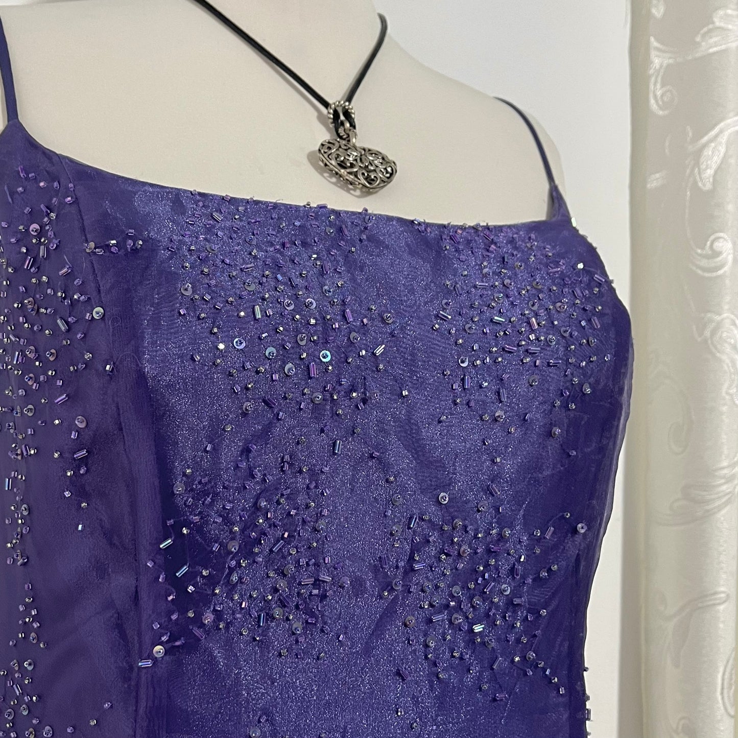 Captivating purple gown dress with exquisite hand embroidered sequins- Size L/XL