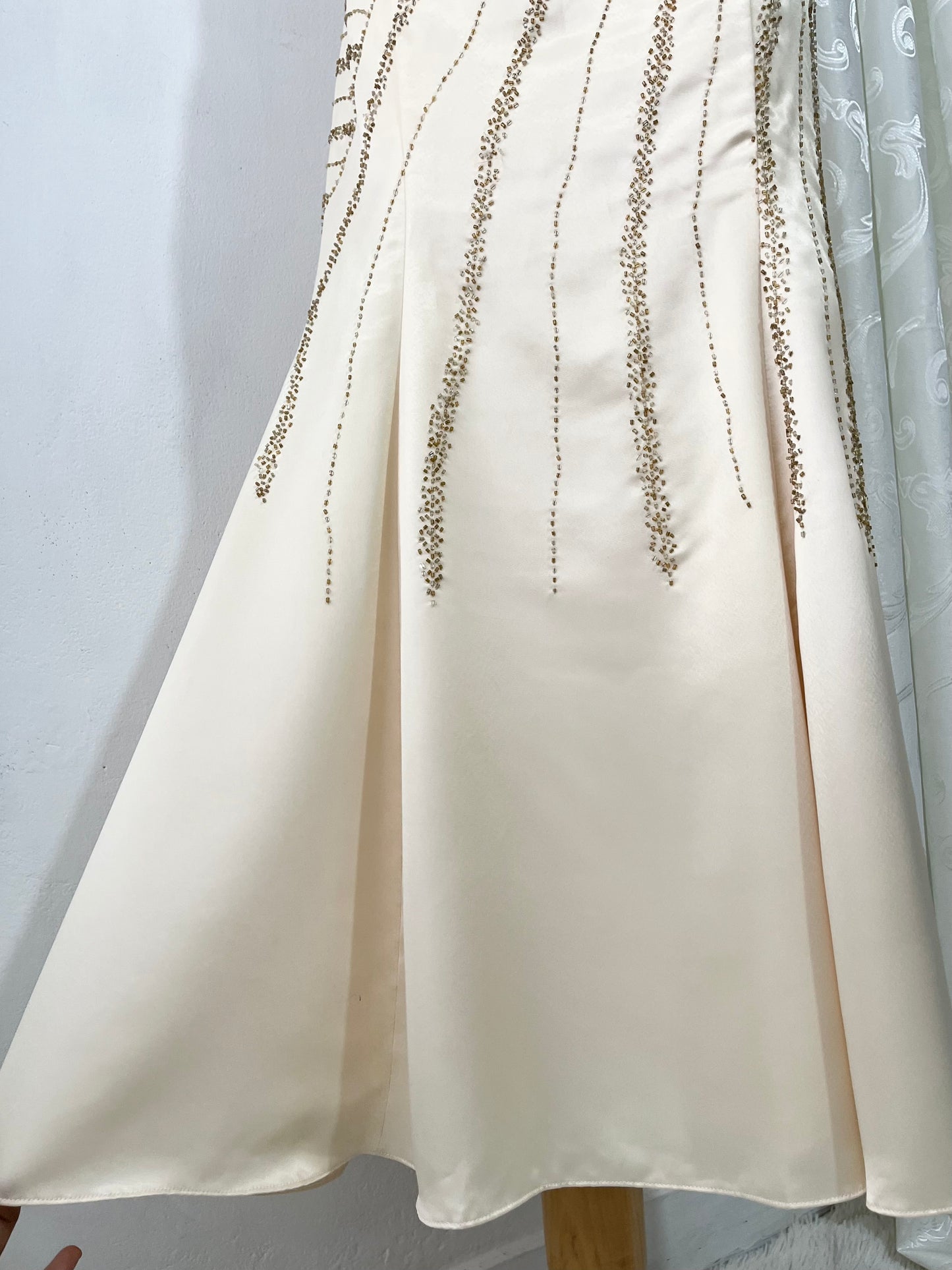 Ivory corset mermaid dress with embroidered embellishments-size S