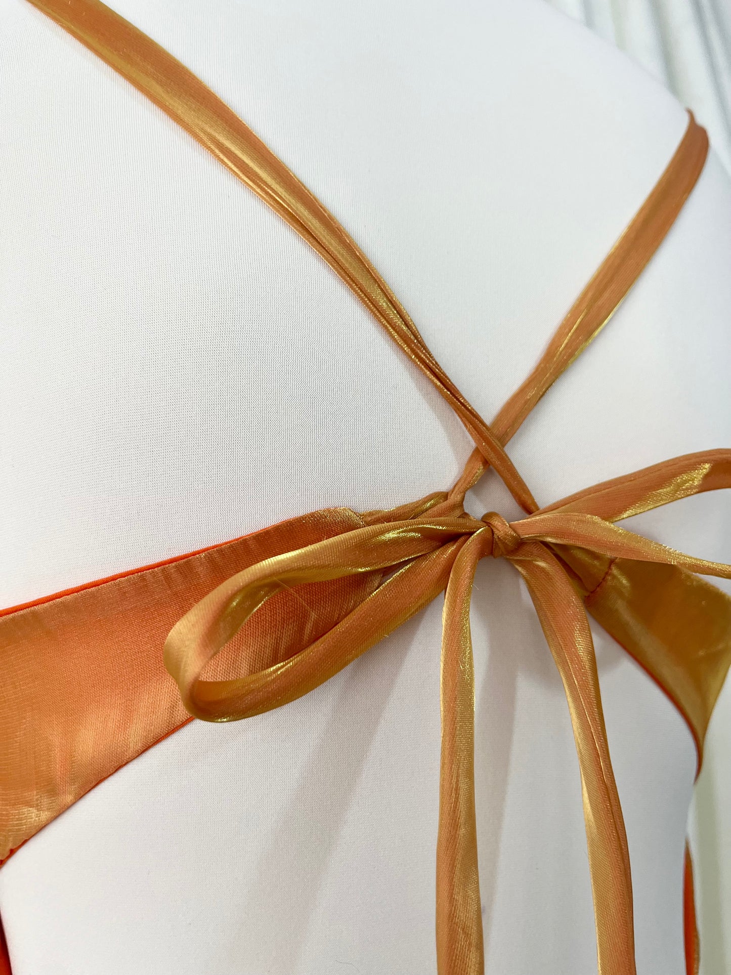 Gradient amber gown with asymmetrical overskirt and beaded embroidery-size S