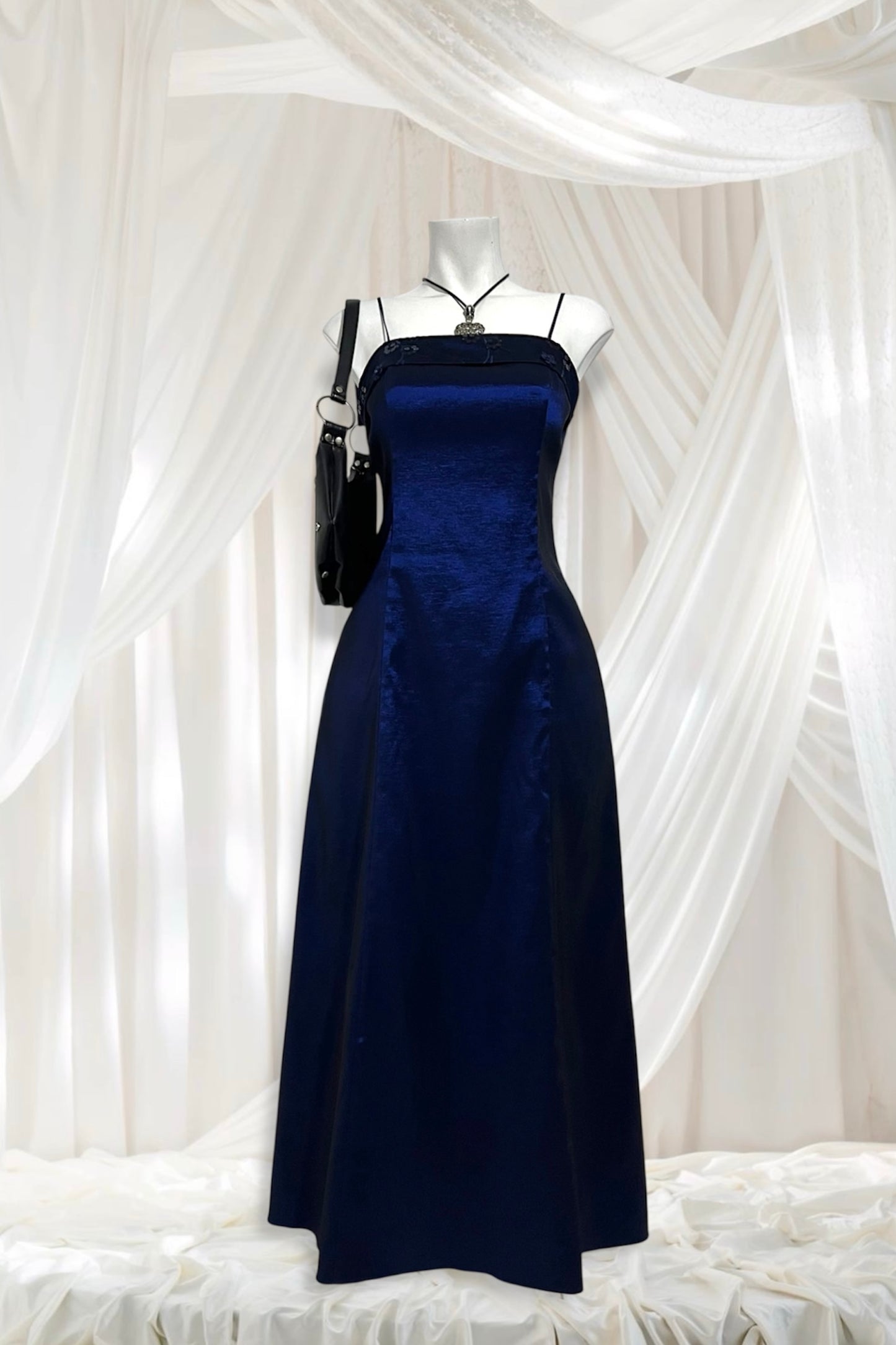 Iridescent blue dress with sequins and embroidered embellishments- size M/L