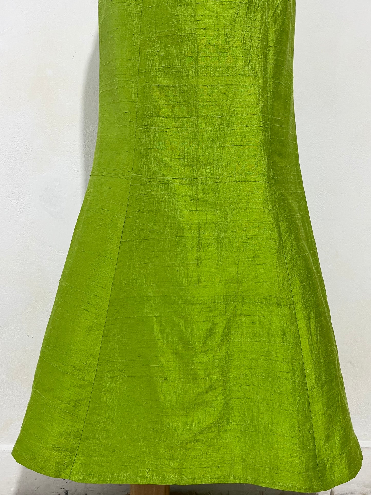 Silk shantung set, corset with bead embroidery and maxi skirt