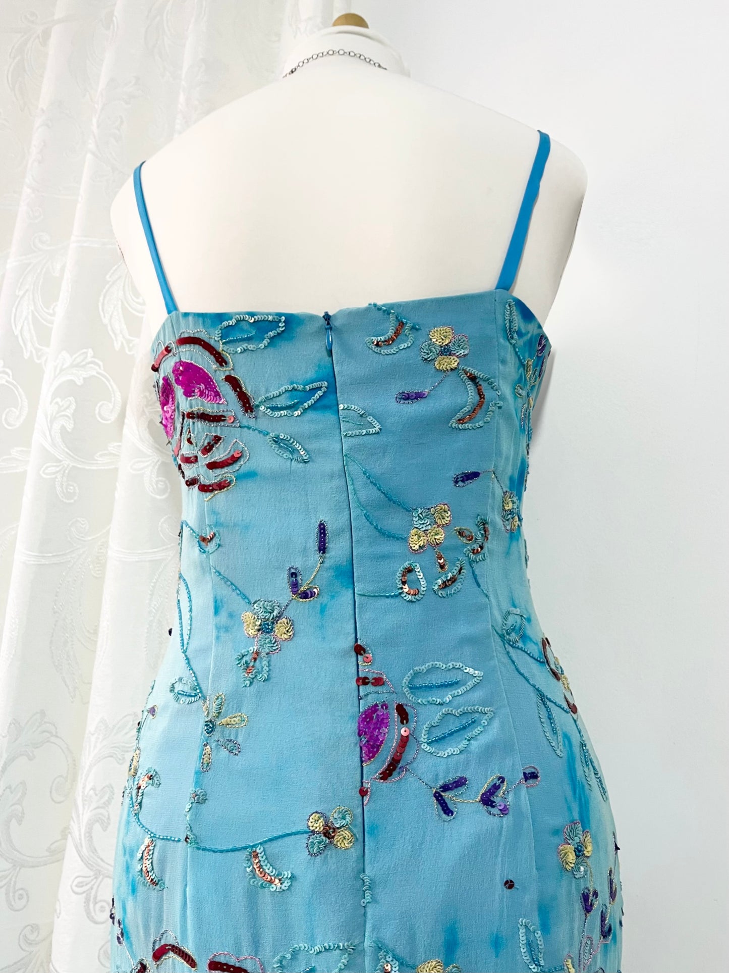 Silk fairy dress with exquisite sequin embroidery and embellishments  - Size M