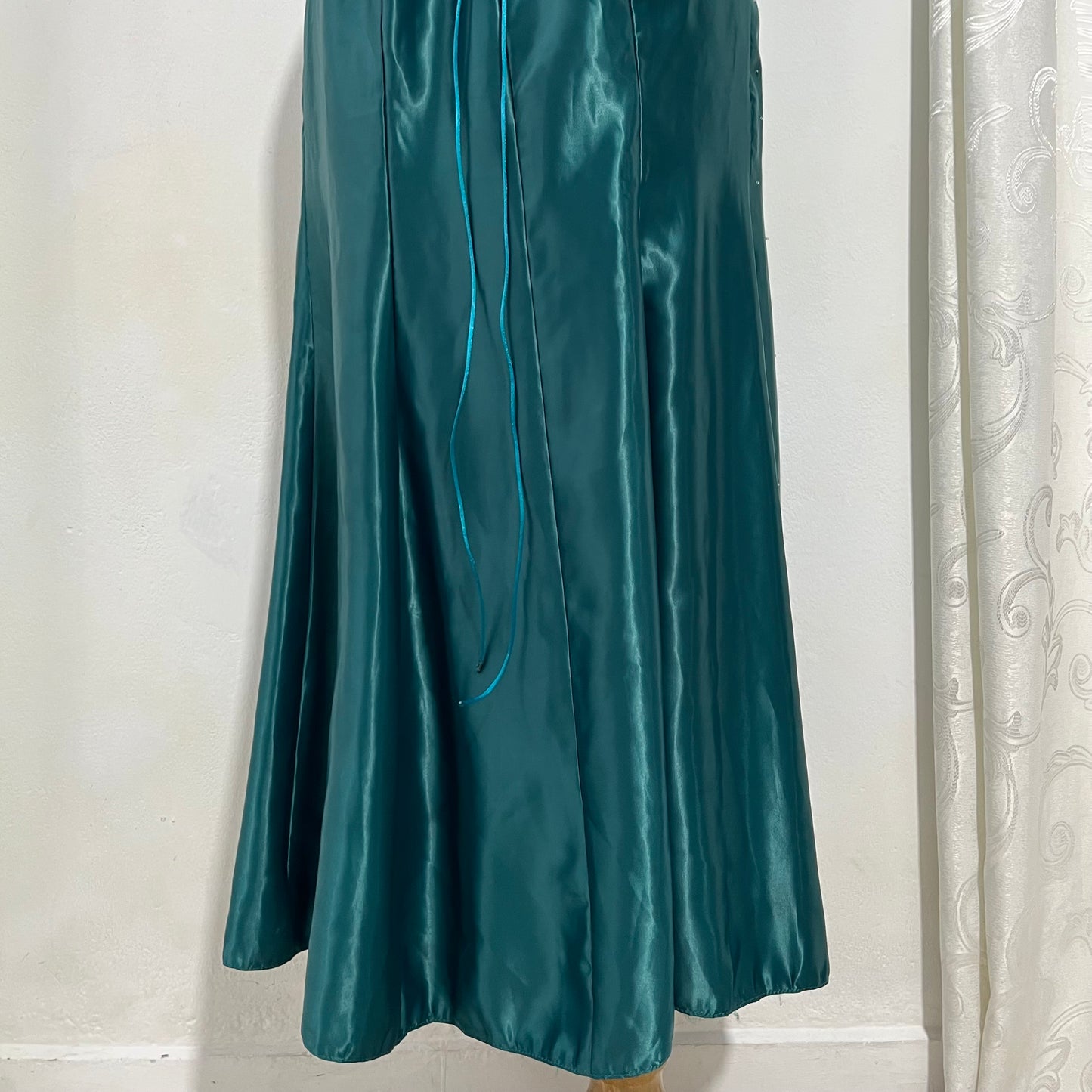 Emerald green corset dress with sequins and rhinestones- size M