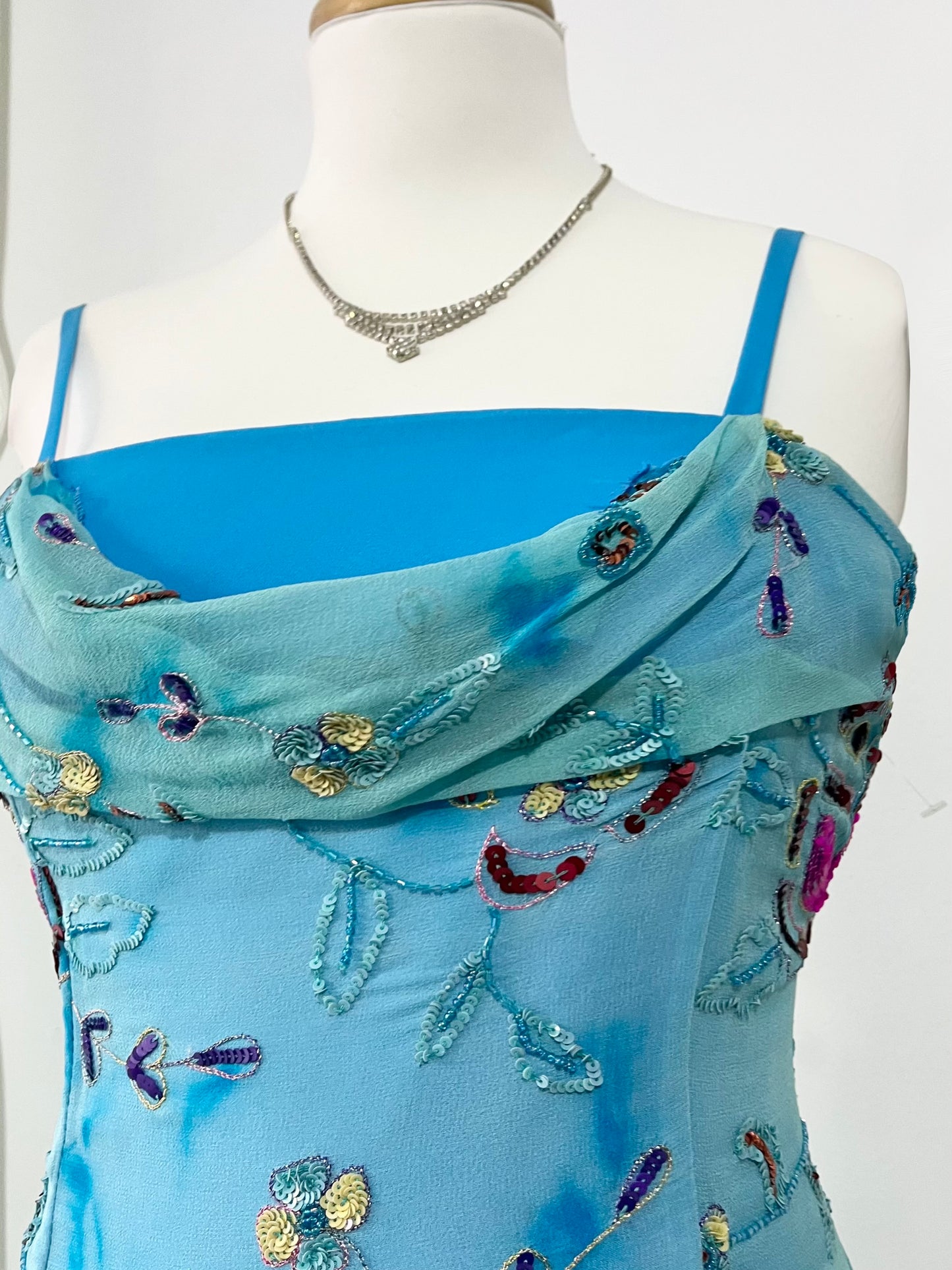 Silk fairy dress with exquisite sequin embroidery and embellishments  - Size M