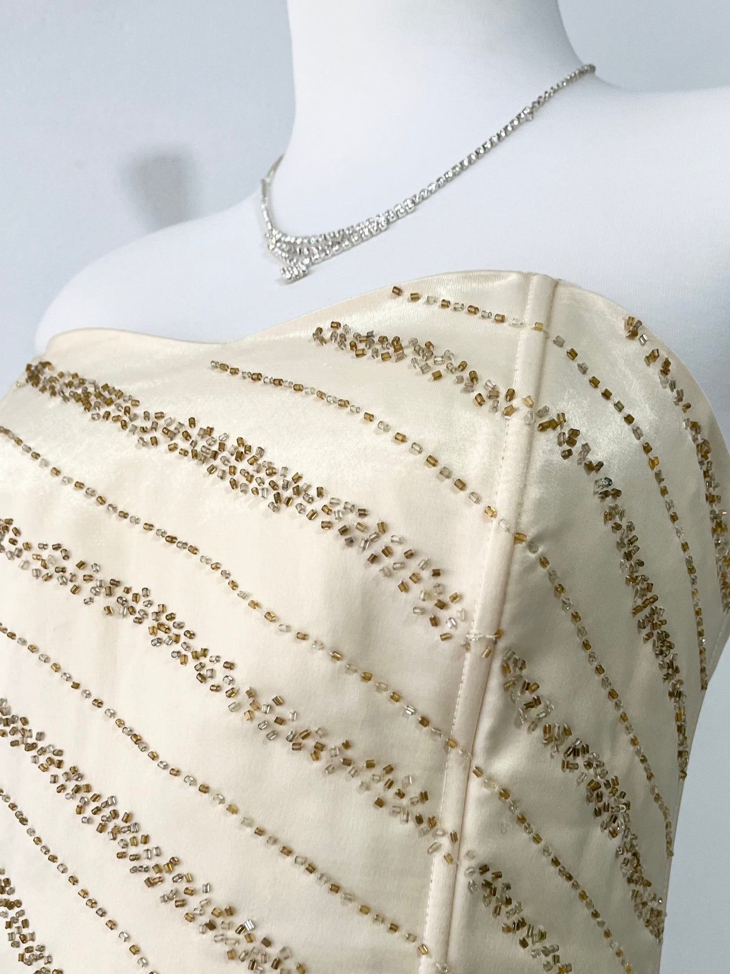 Ivory corset mermaid dress with embroidered embellishments-size S