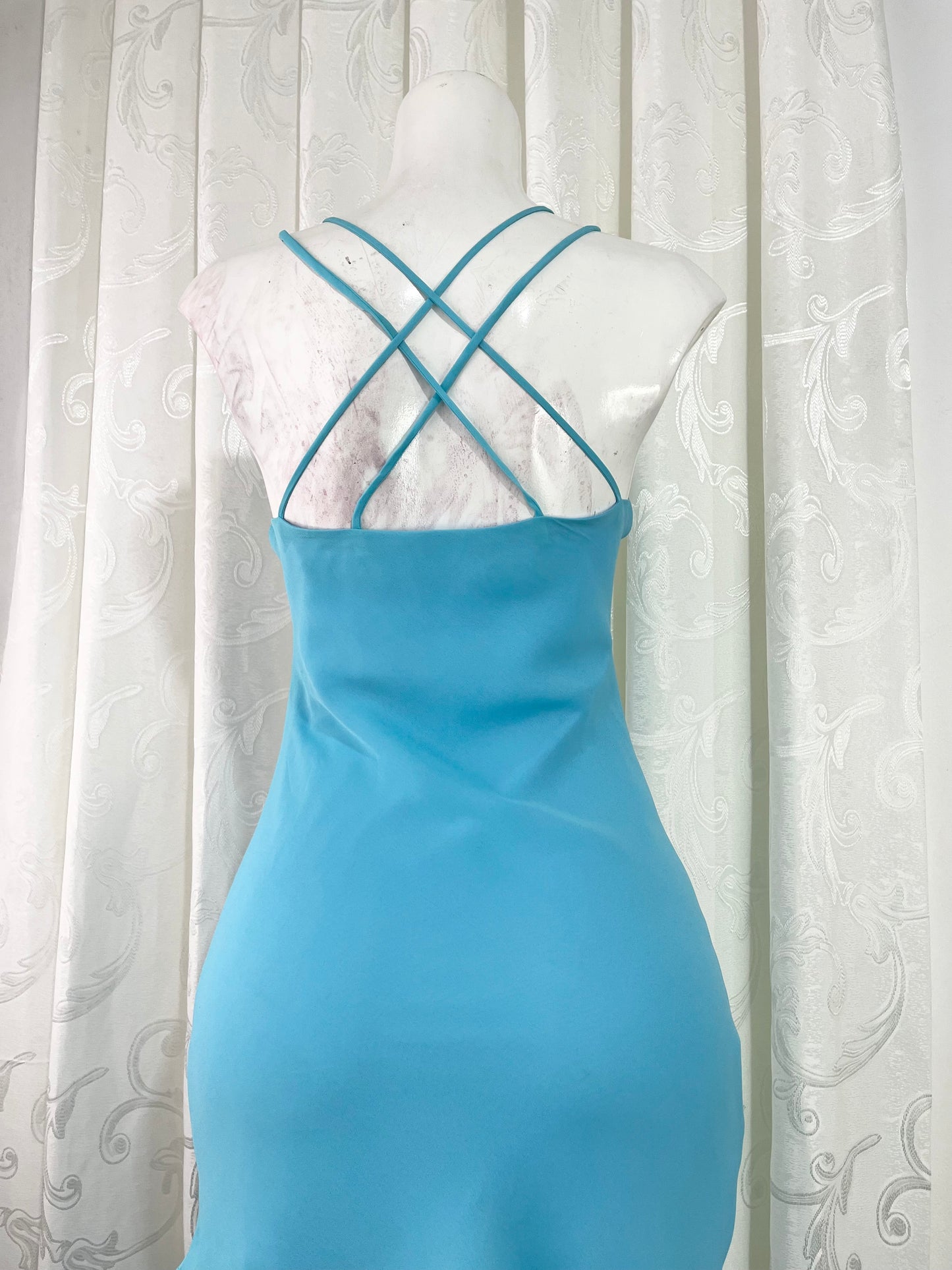 Light blue layered dress with embroidered sequins- size S/M