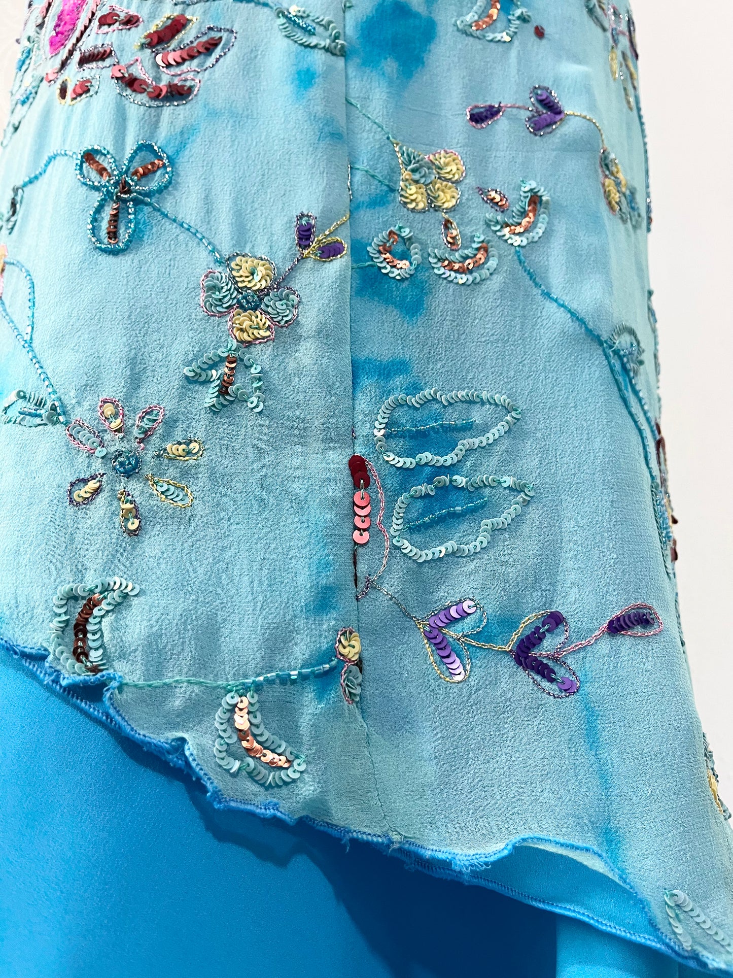 Silk fairy dress with exquisite sequin embroidery and embellishments  - Size M