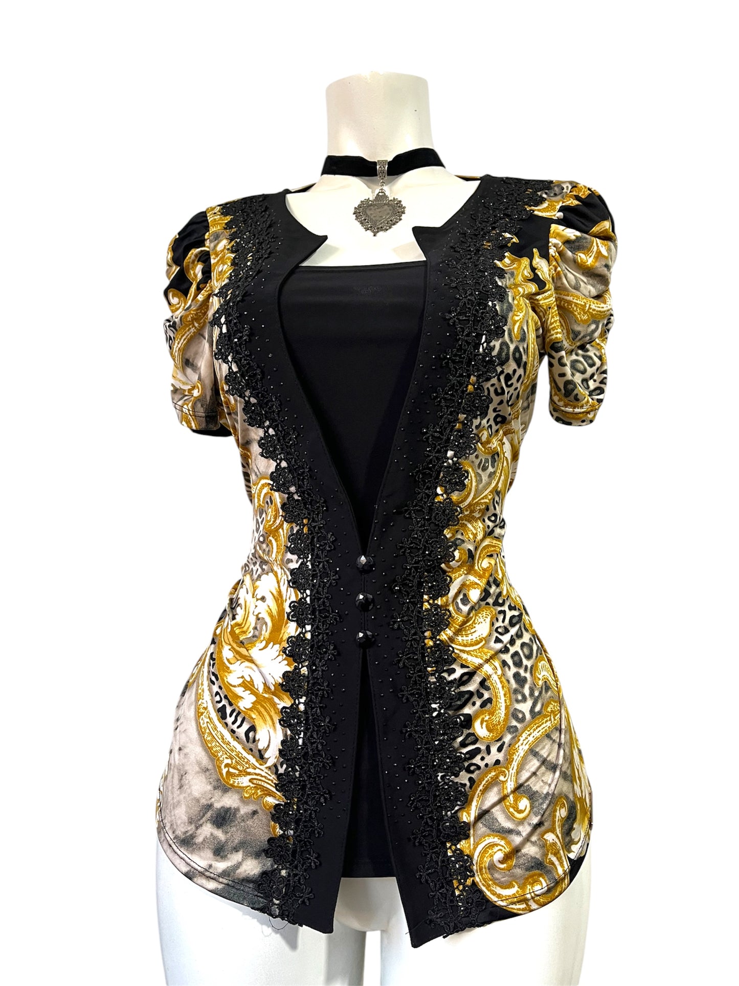Vintage top with lace and rhinestones