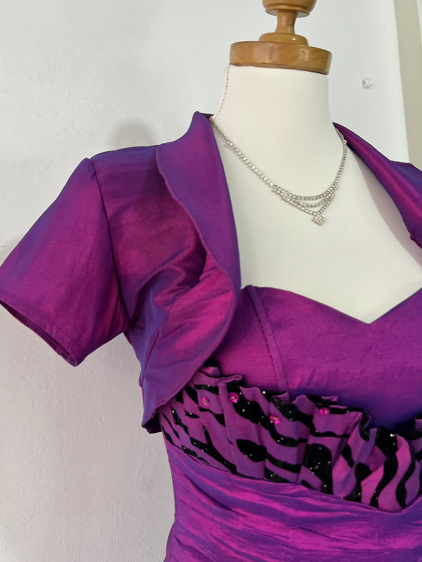 Vintage iridescent purple corset dress with matching bolero-size S