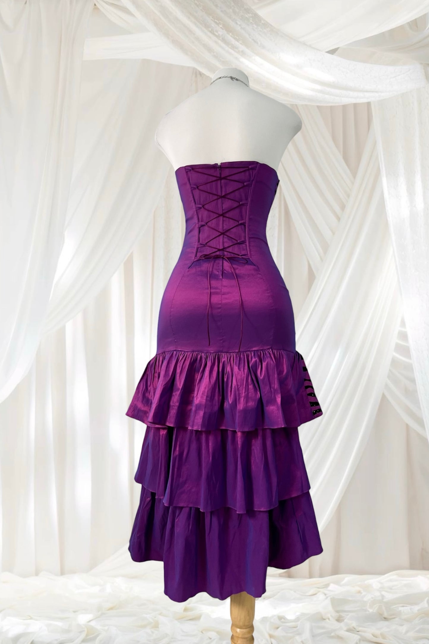 Vintage iridescent purple corset dress with matching bolero-size S