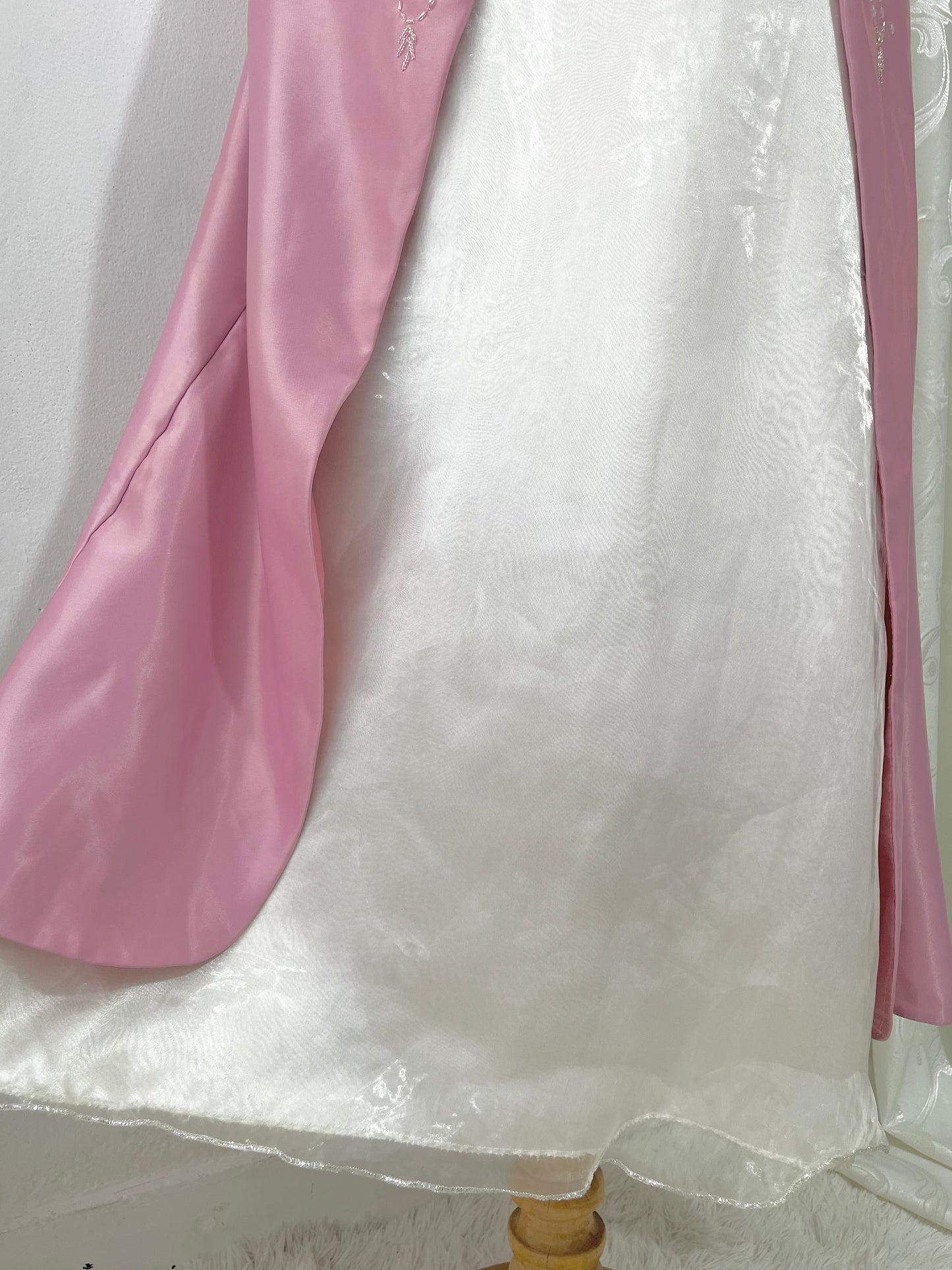 Mauve pink corset gown with sequin designs and hand-embroidered embellishments-size M