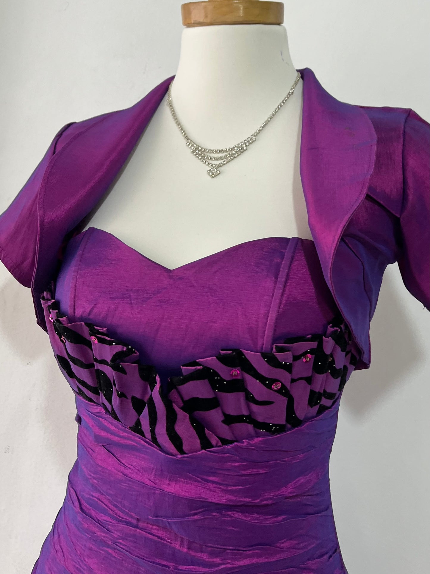 Vintage iridescent purple corset dress with matching bolero-size S