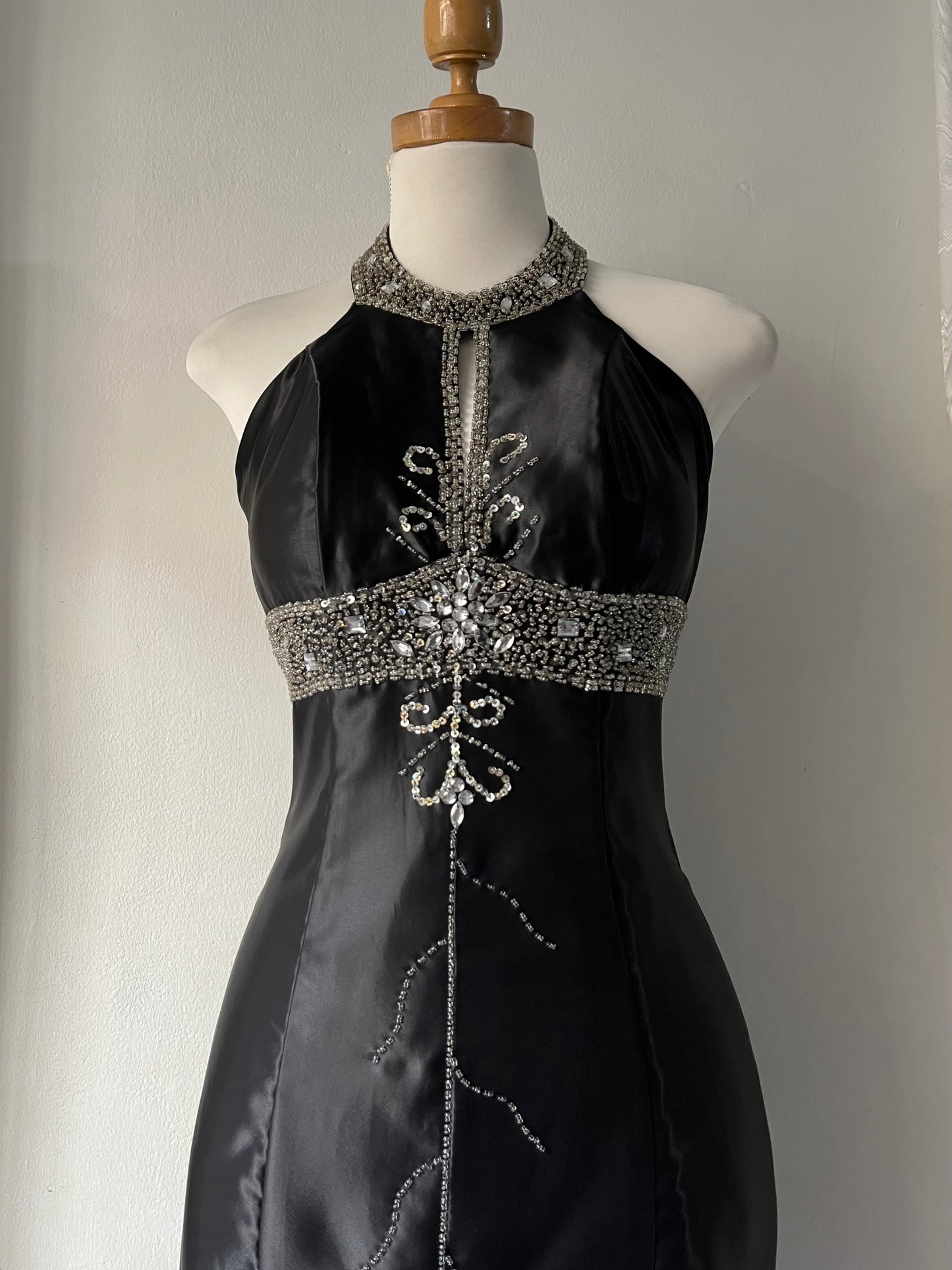 Noir corset beaded dress- One size: Fits S/M