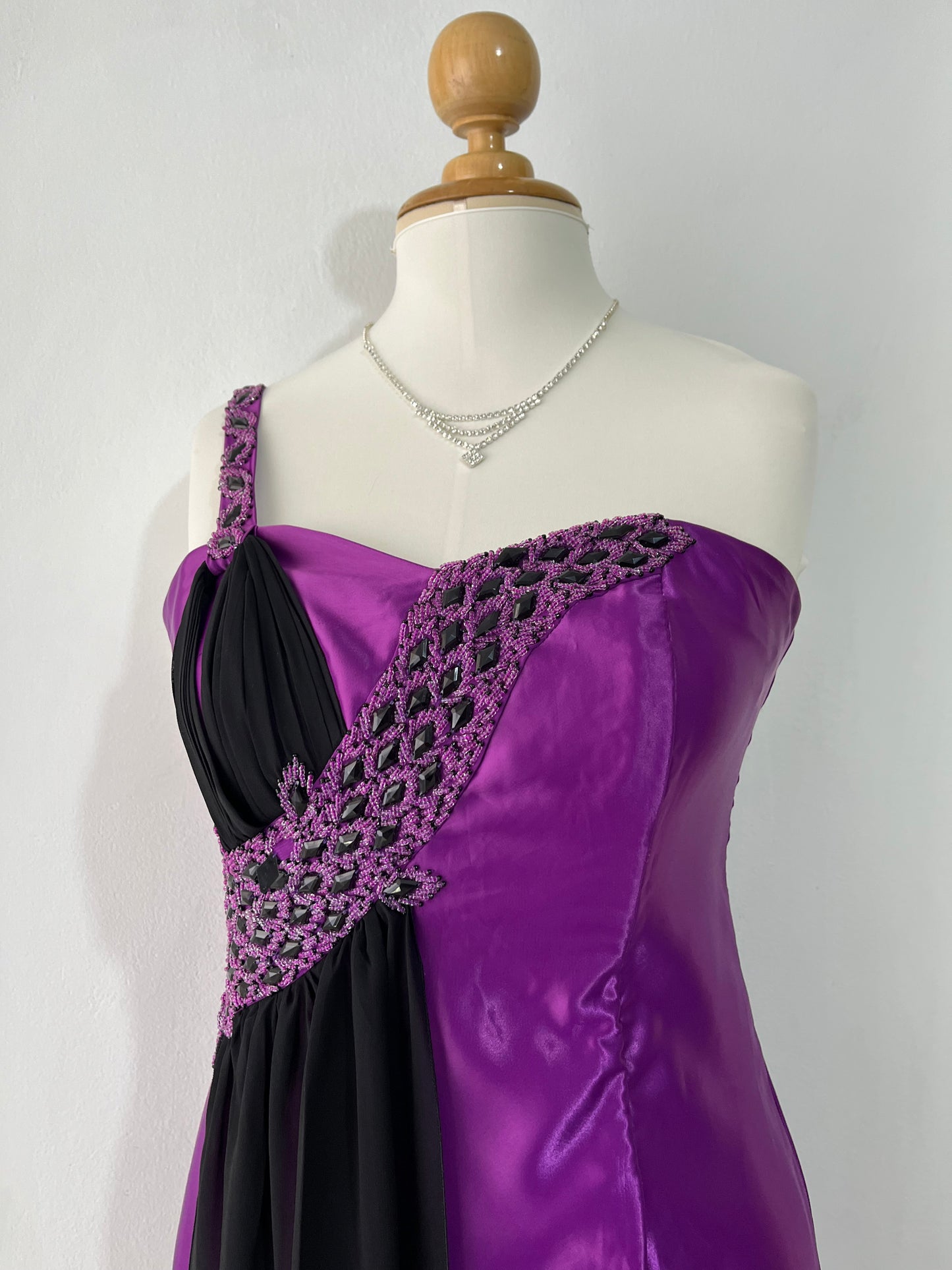 Asymmetrical corset gown dress with exquisite hand embroidery beads and rhinestones