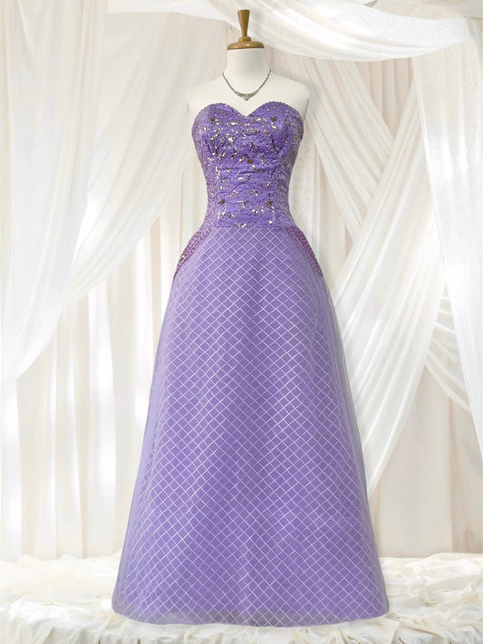 Lilac corset princess dress with exquisite embroidery of embellishments and sequins- size S