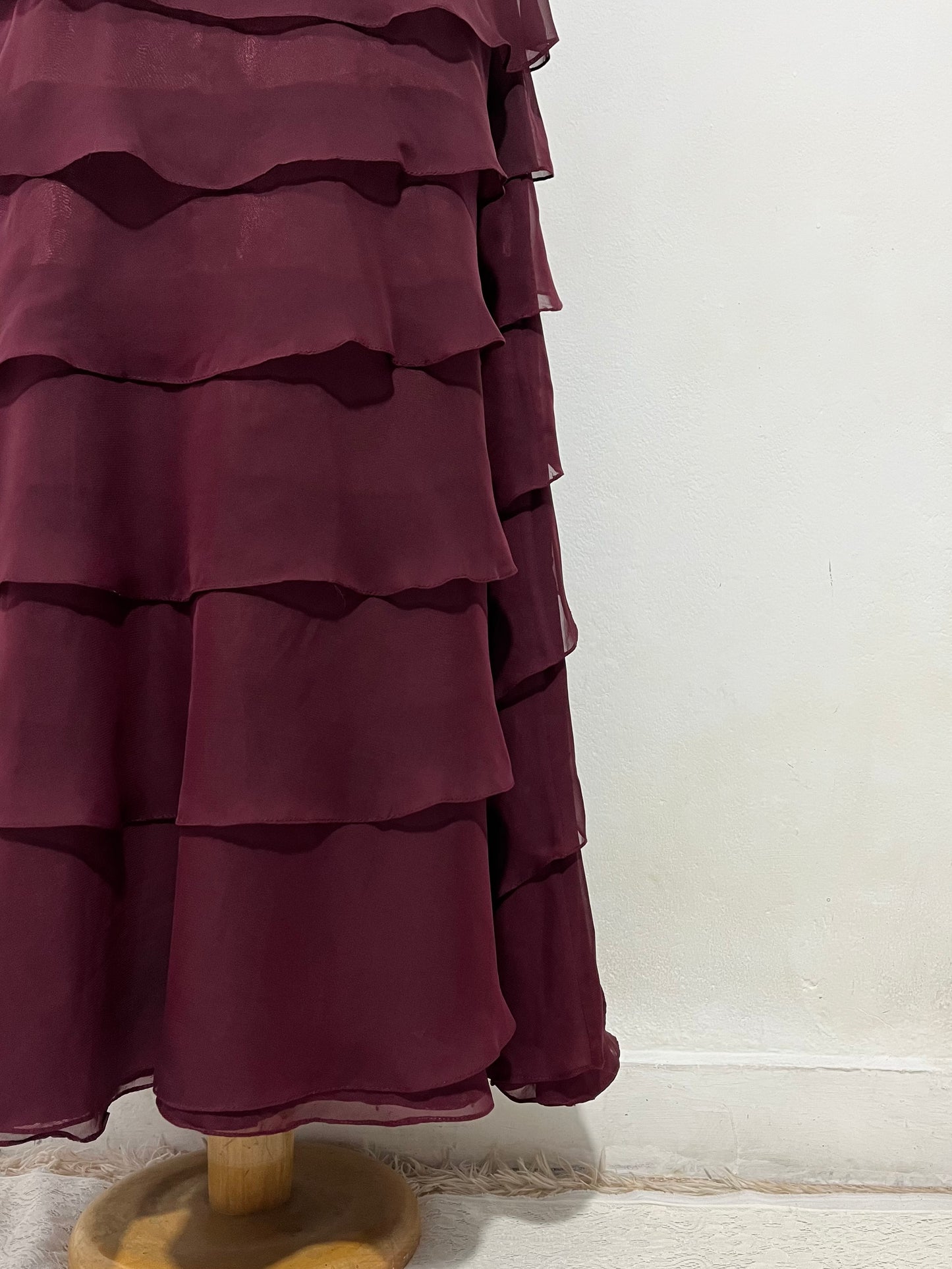 Burgundy layered dress with rhinestones- size M/L