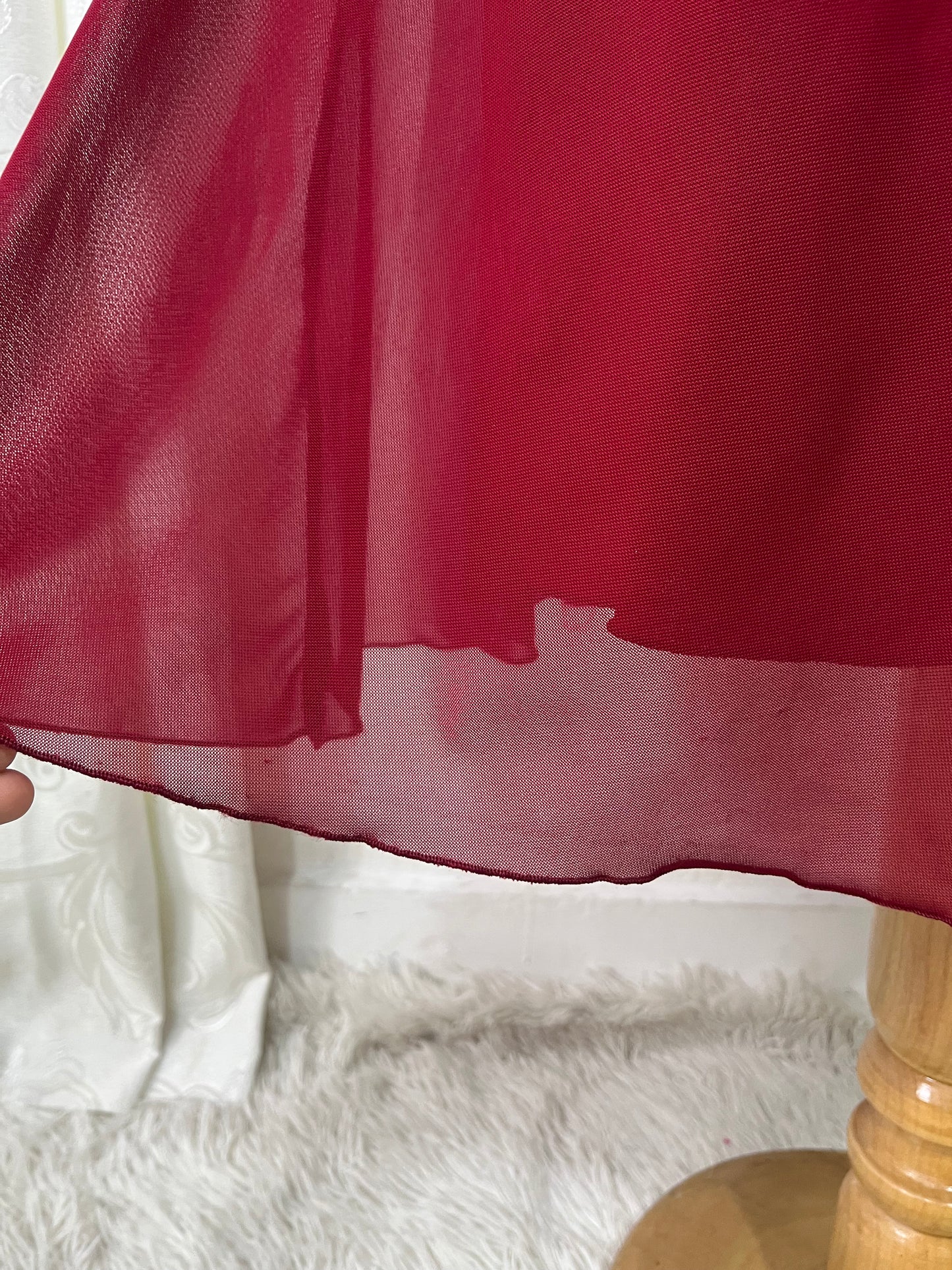 Red dress with rhinestone and fine sequin embroidery