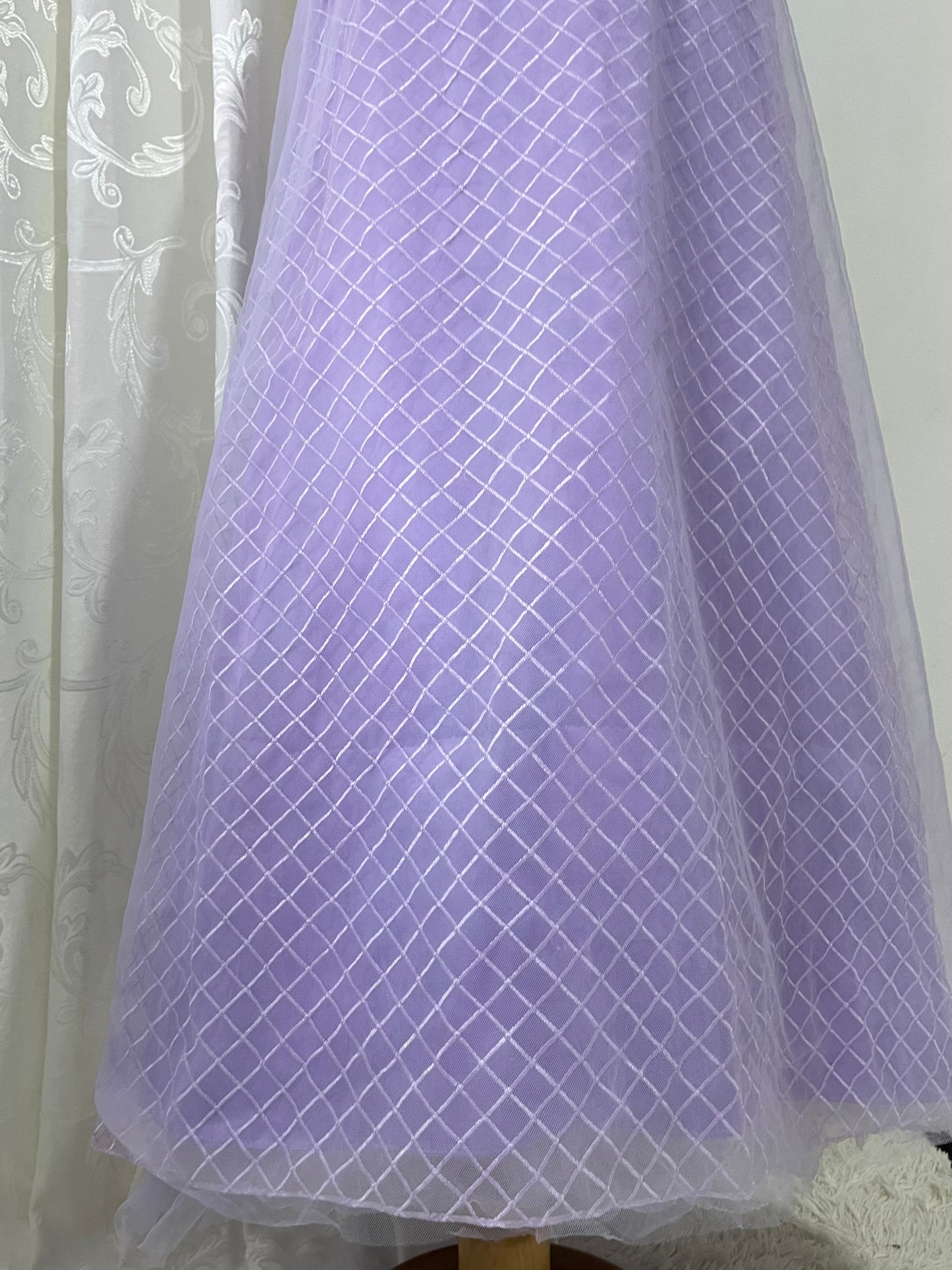Lilac corset princess dress with exquisite embroidery of embellishments and sequins- size S