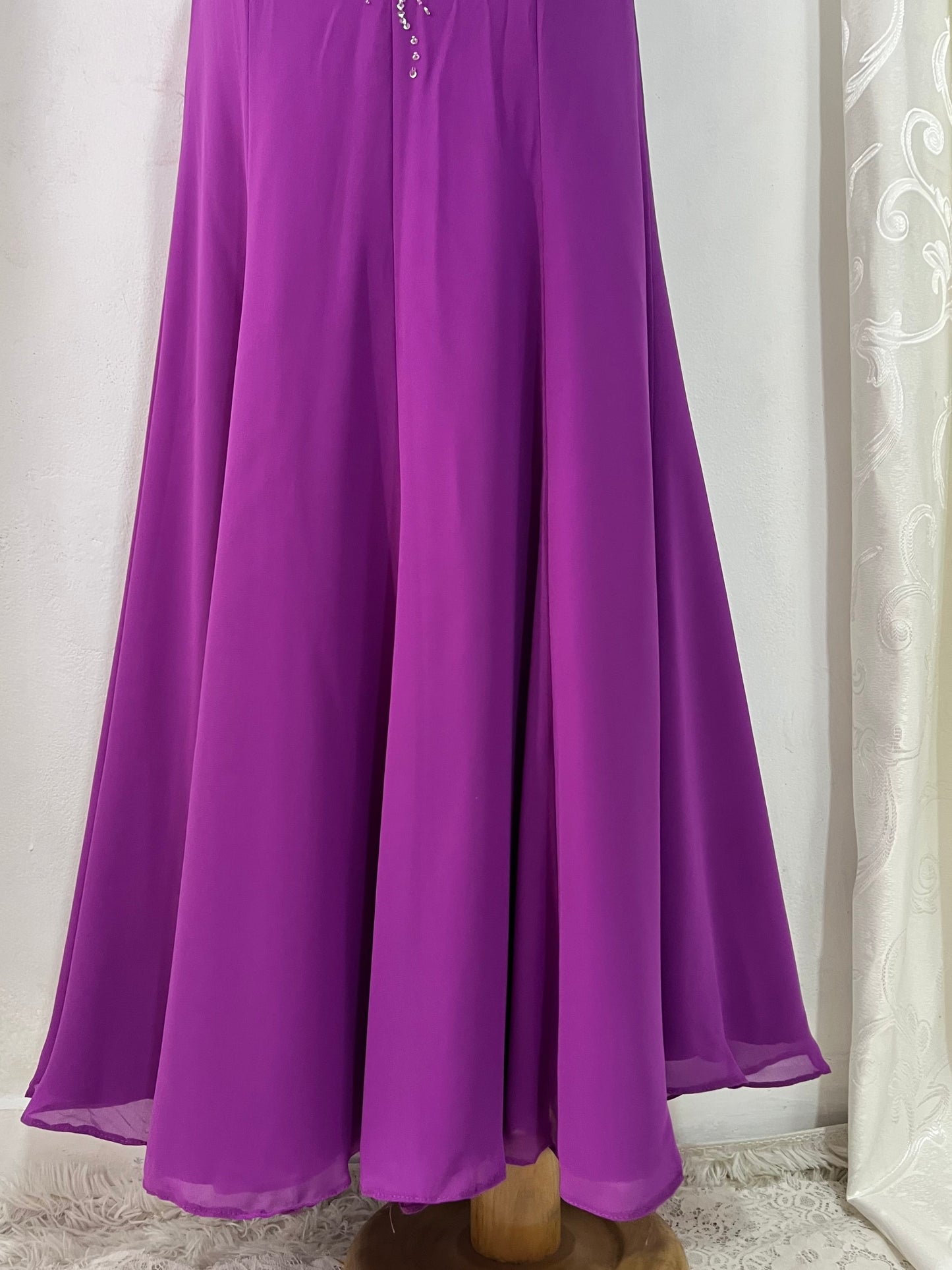 Amethyst purple dress with exquisite floral embroidery, rhinestones and embellishments-size S/M