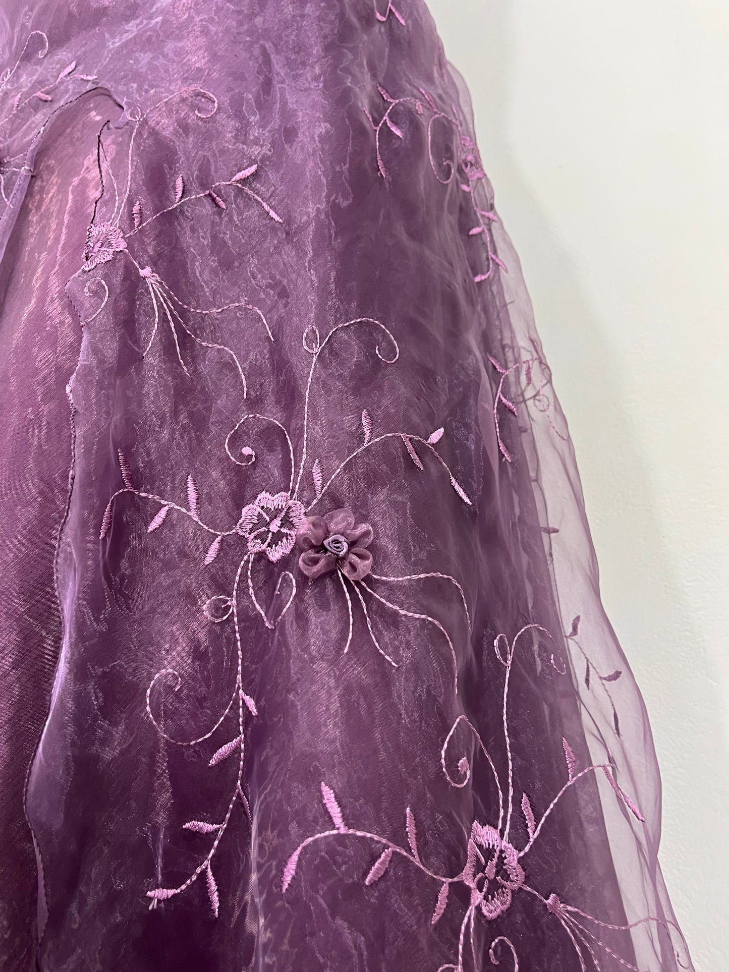 Vintage floral organza halter dress- size L/XL