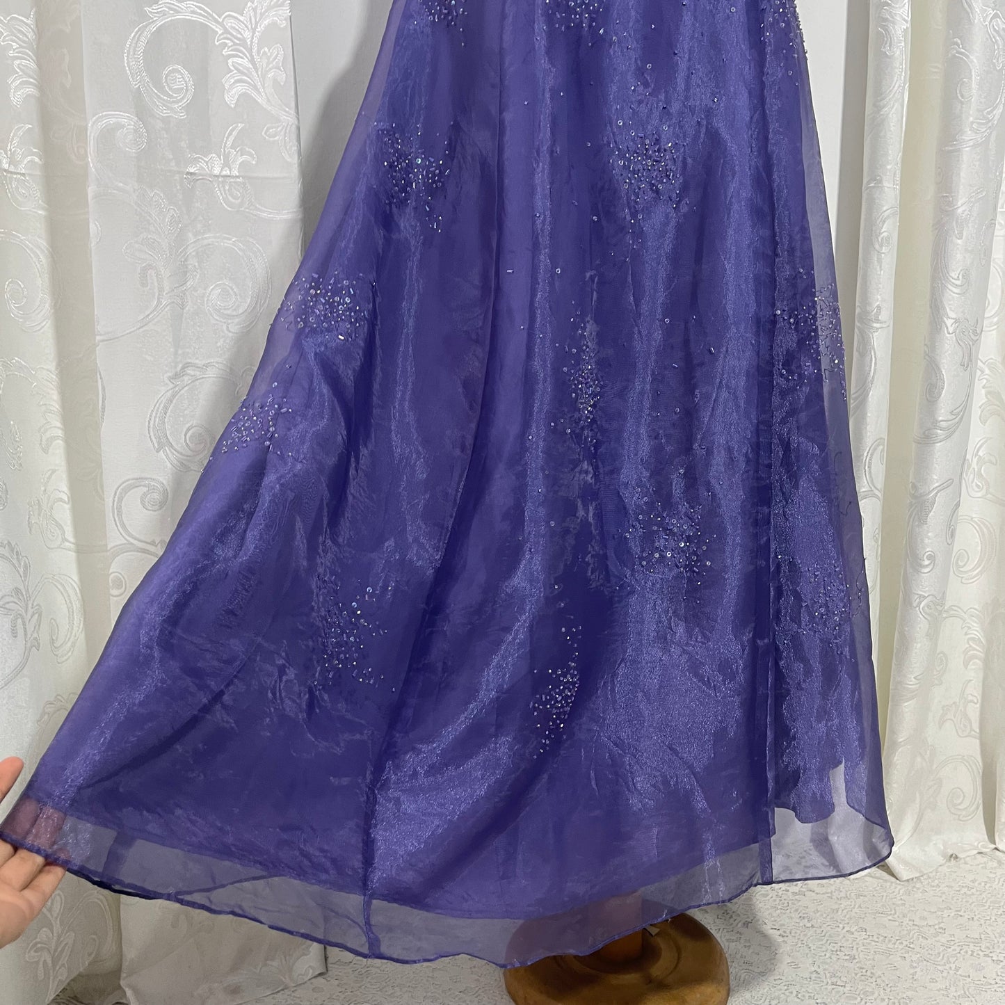 Captivating purple gown dress with exquisite hand embroidered sequins- Size L/XL