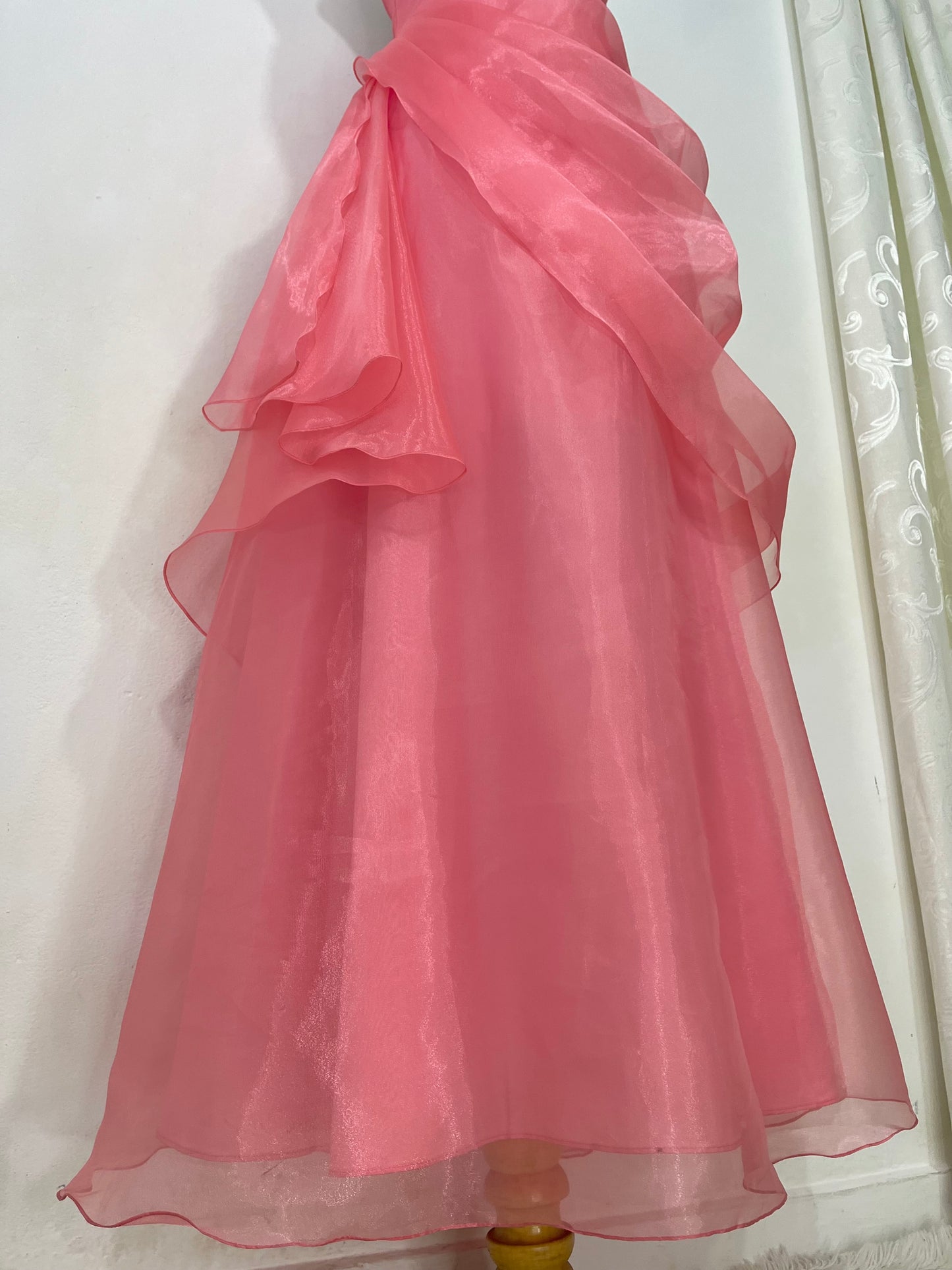 Coral Organza Evening Dress- size S