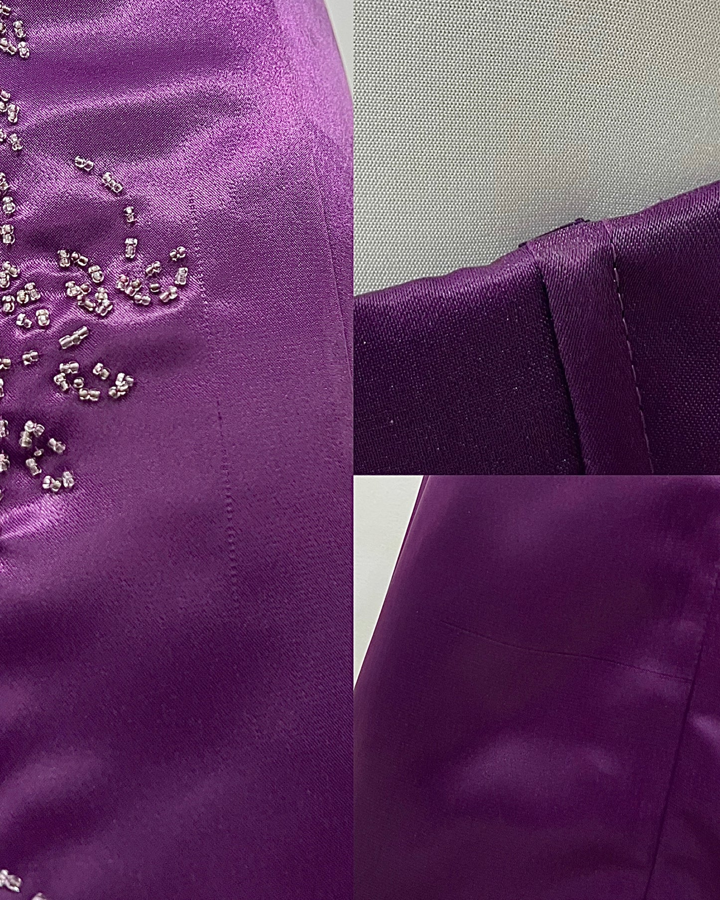 Purple corset dress hand-embroidered with fine embellishments- size S