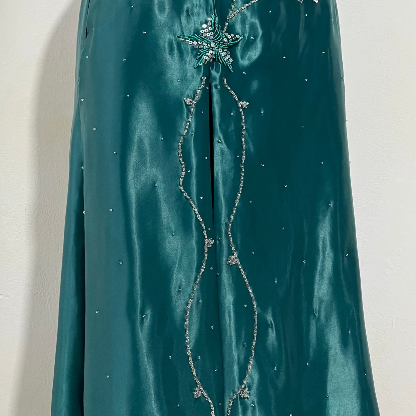 Emerald green corset dress with sequins and rhinestones- size M