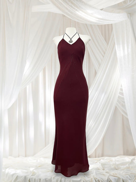 Burgundy beaded dress