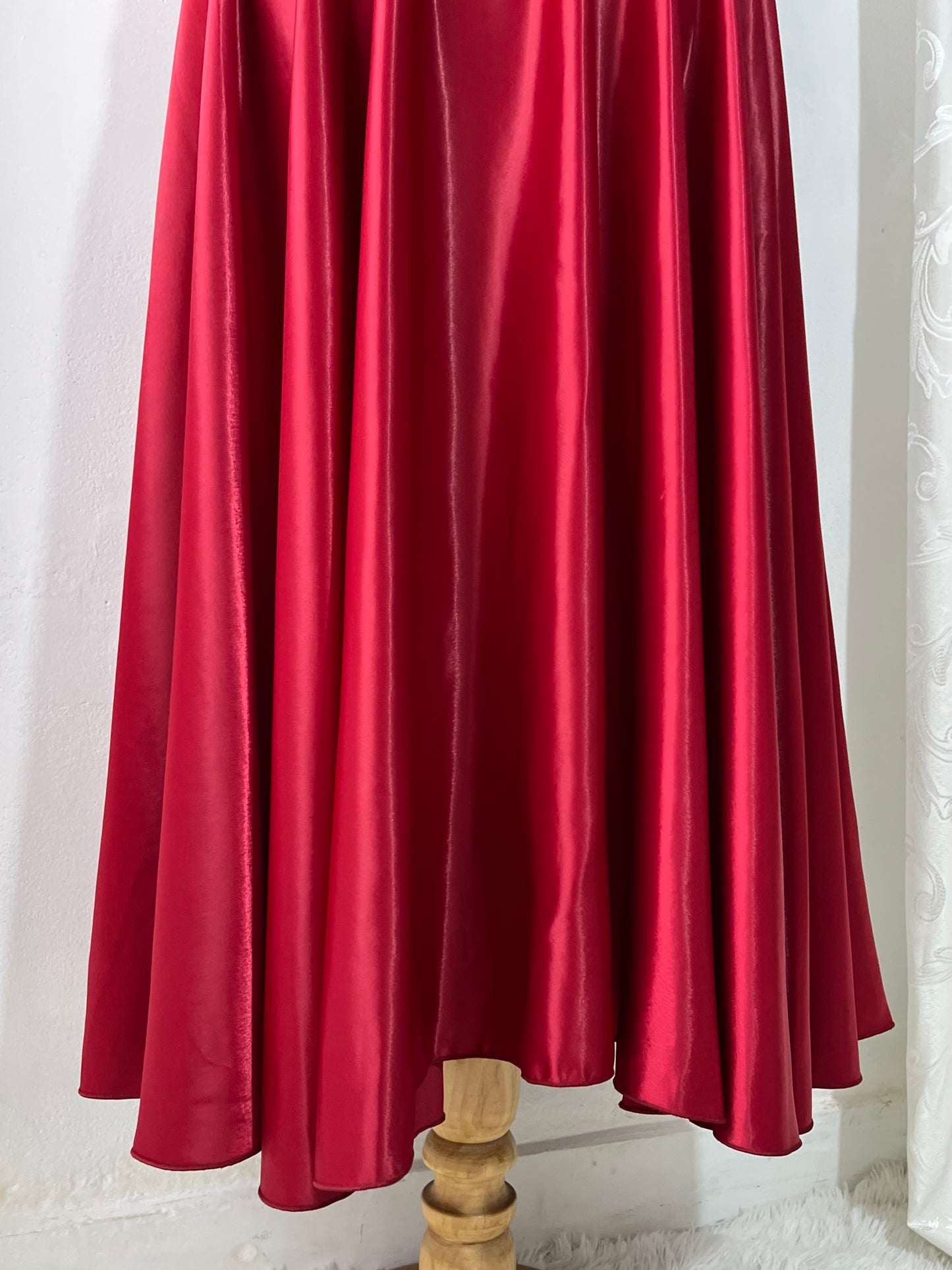 Crimson red gown with corset and hand-embroidered embellishments- size M