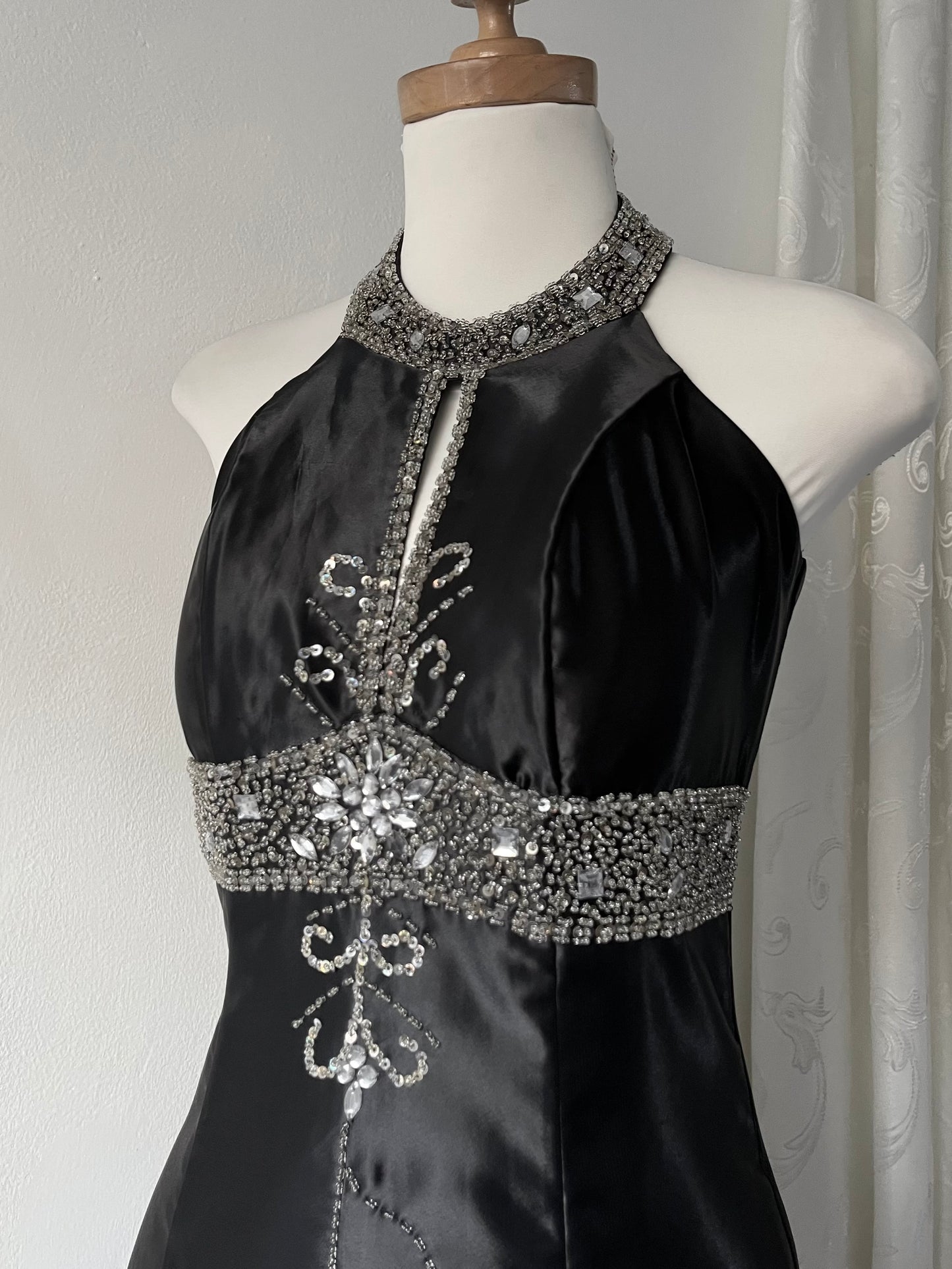 Noir corset beaded dress- One size: Fits S/M