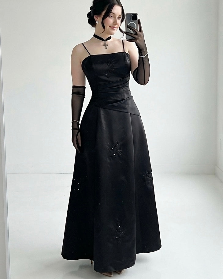 Noir corset beaded dress- size M