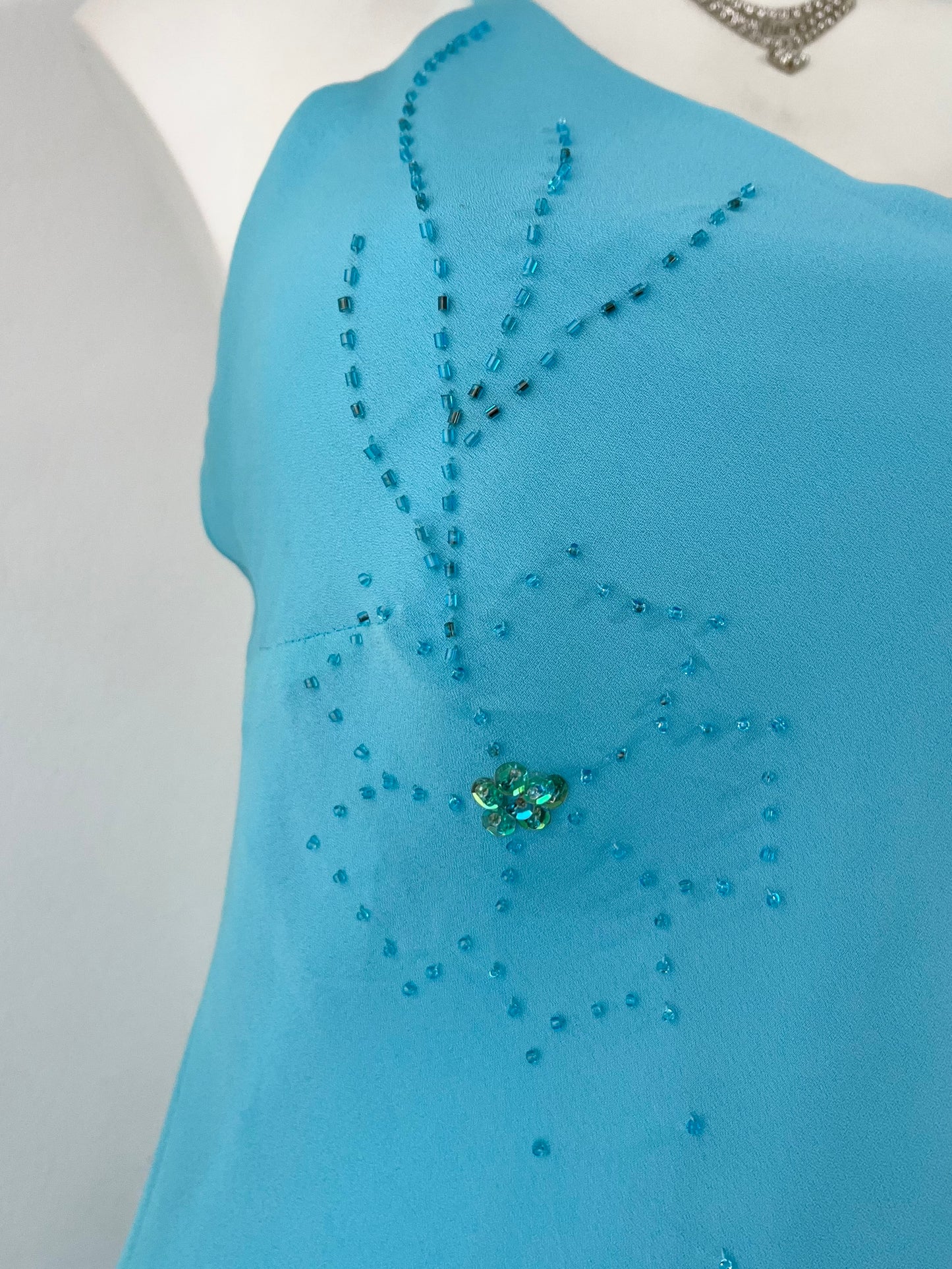 Light blue layered dress with embroidered sequins- size S/M