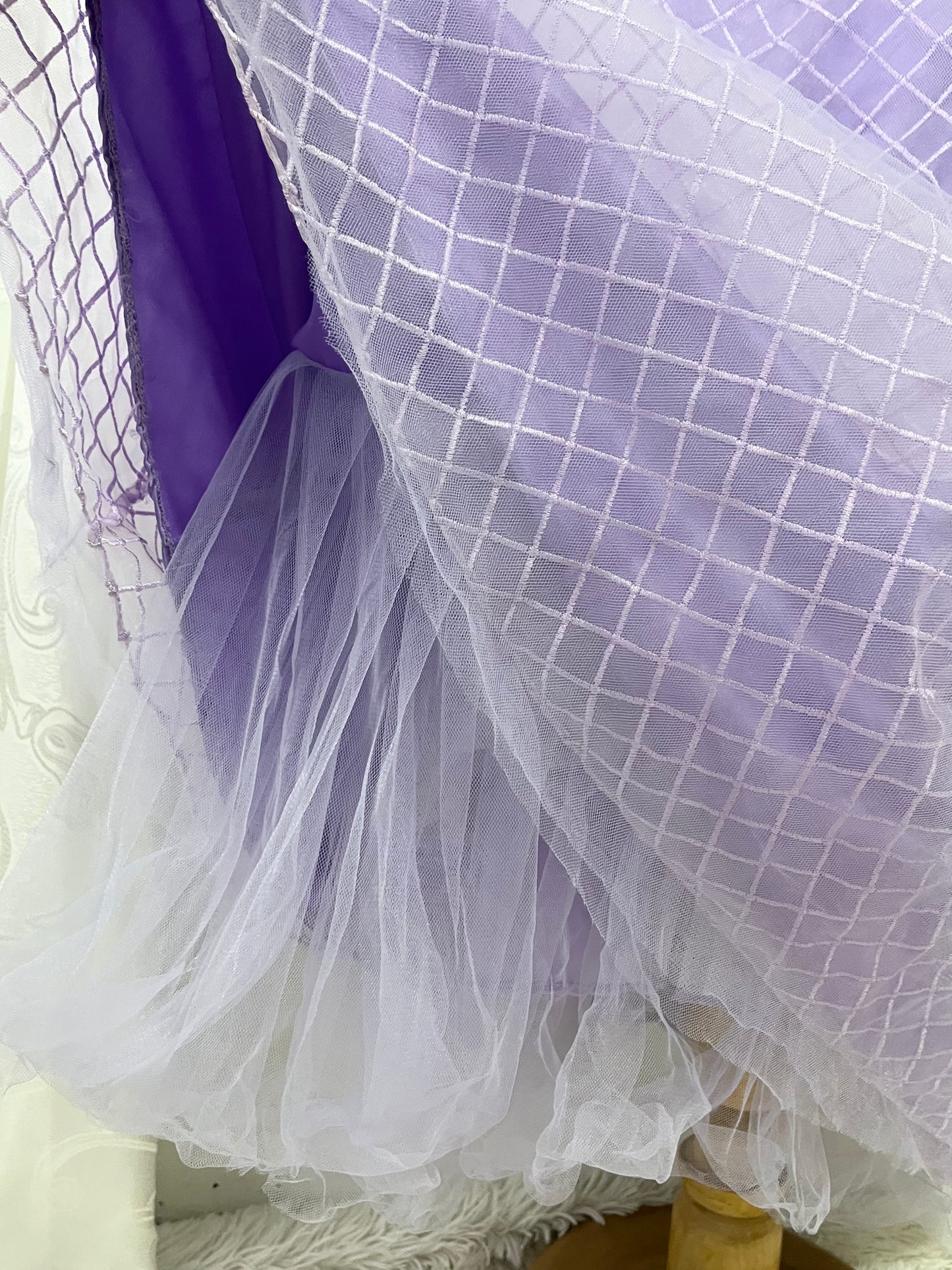 Lilac corset princess dress with exquisite embroidery of embellishments and sequins- size S